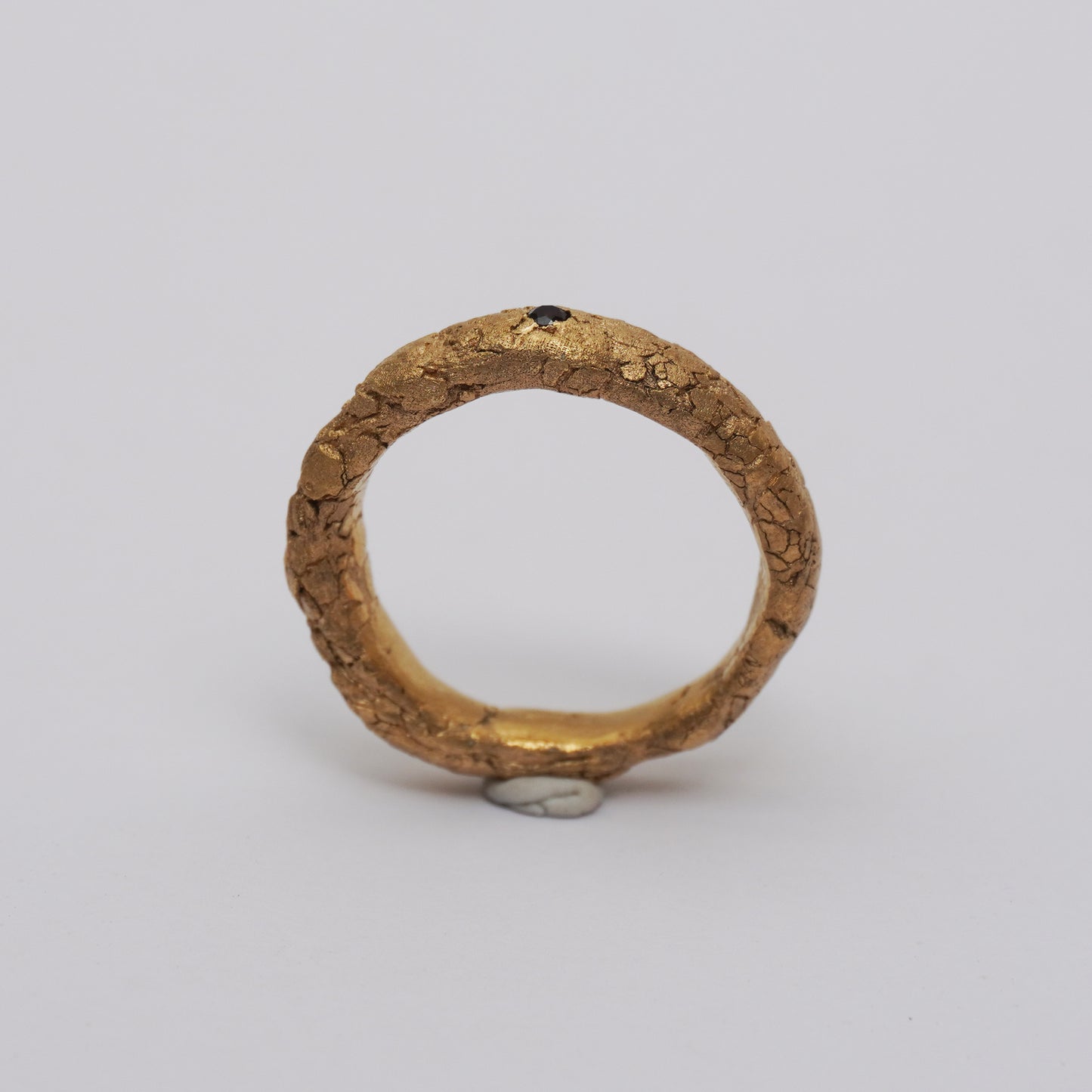 Gold Textured Ring with Red Stone – Unique Piece