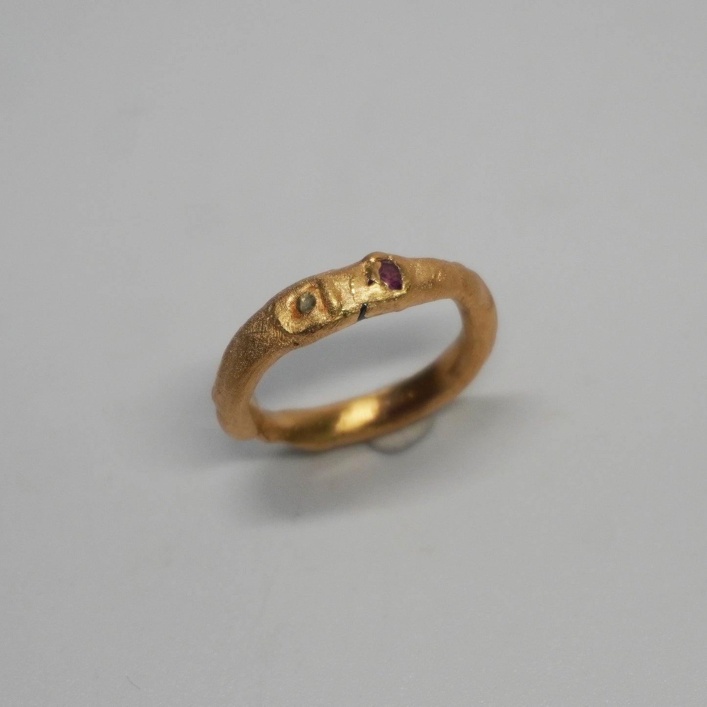 Organic Ring with Purple Stone - Unique Piece