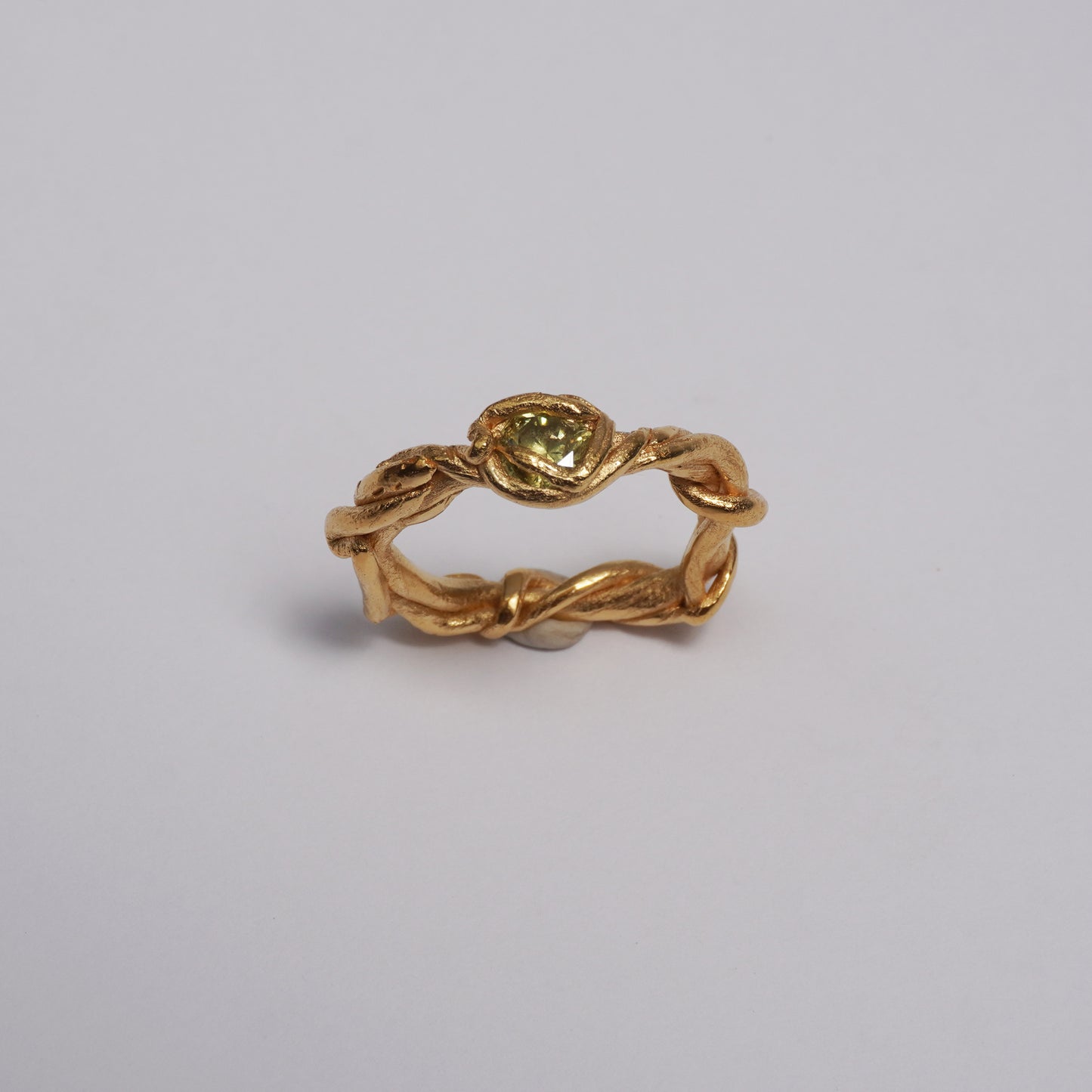 Twisted Ring with Green Stone – Unique Piece