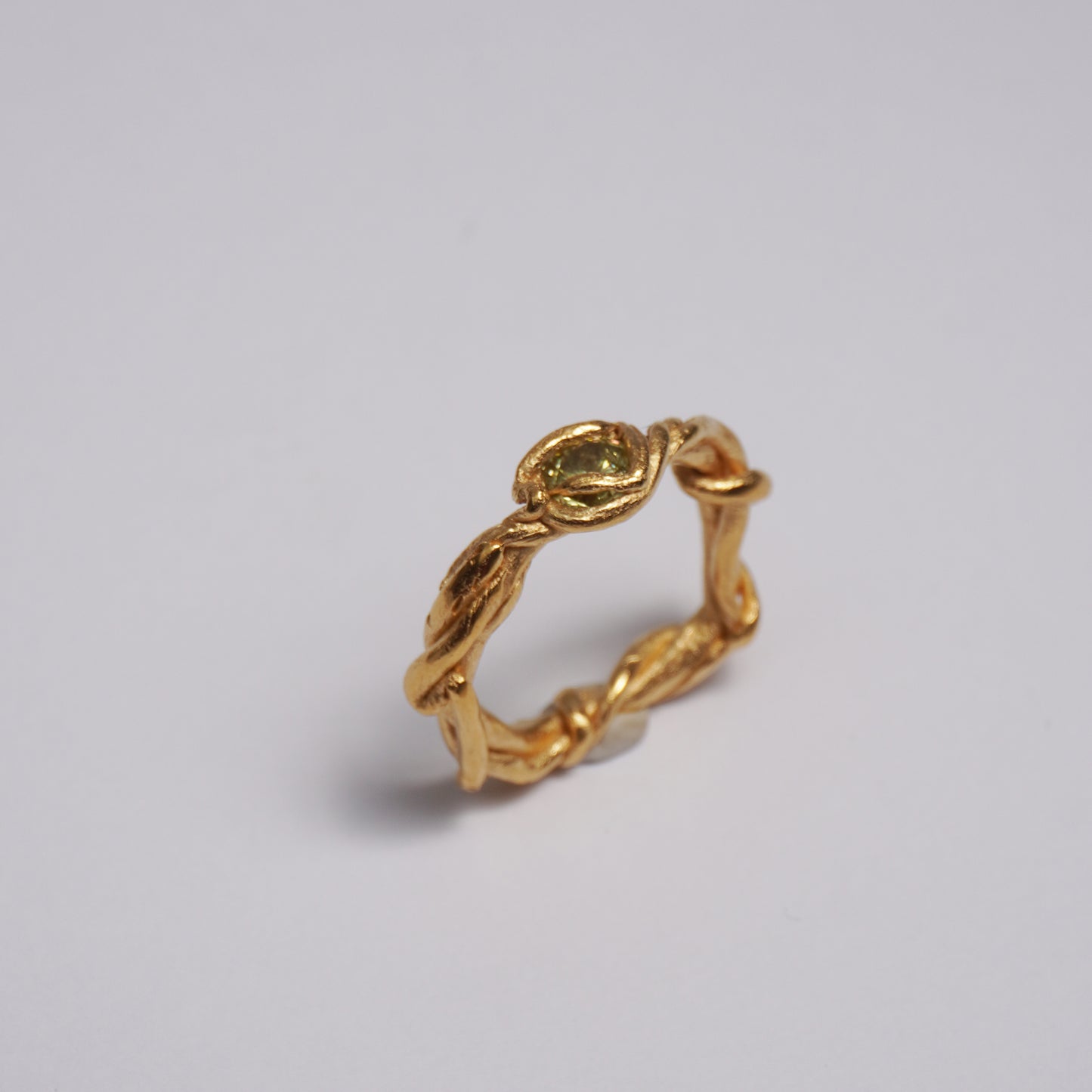 Twisted Ring with Green Stone – Unique Piece