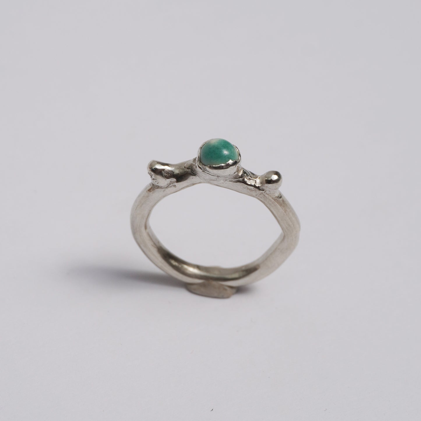 Silver Ring with Turquoise-Colored Porcelain – Unique Piece