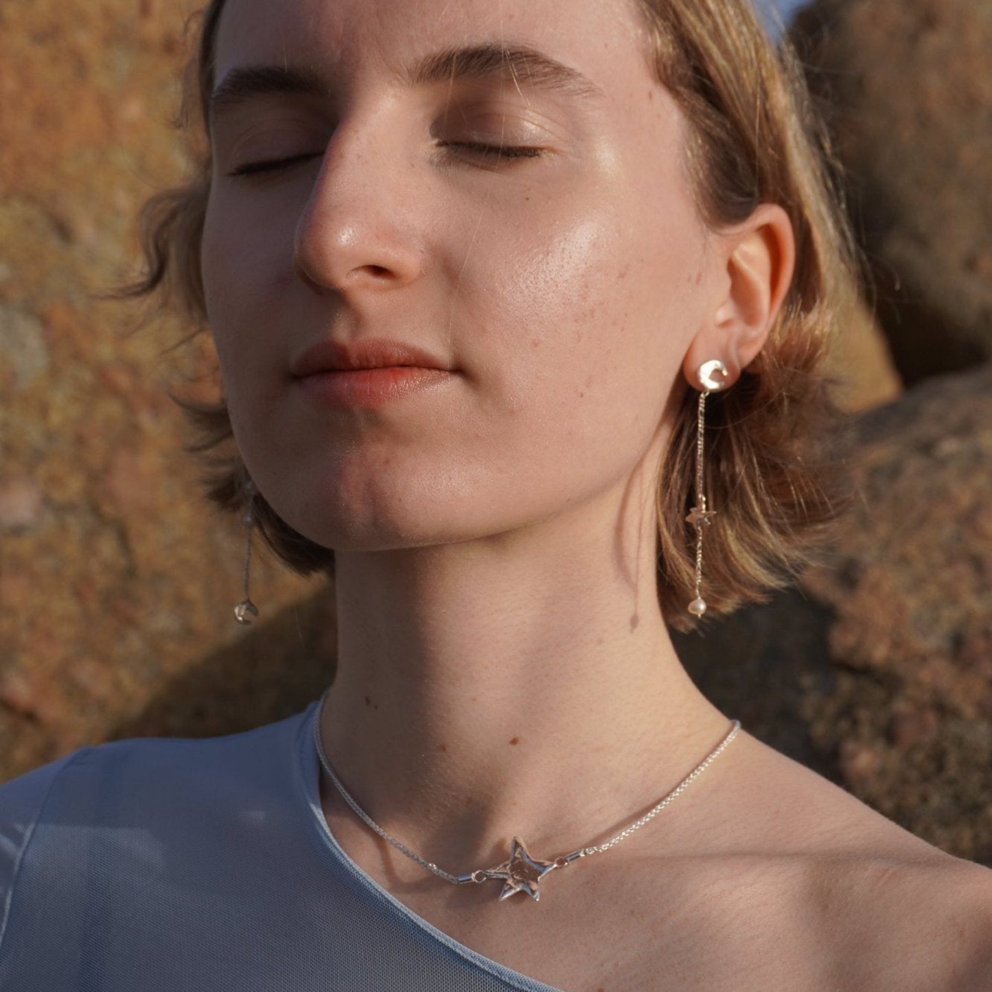 Cenere stellare silver neckalace with a star, handmade