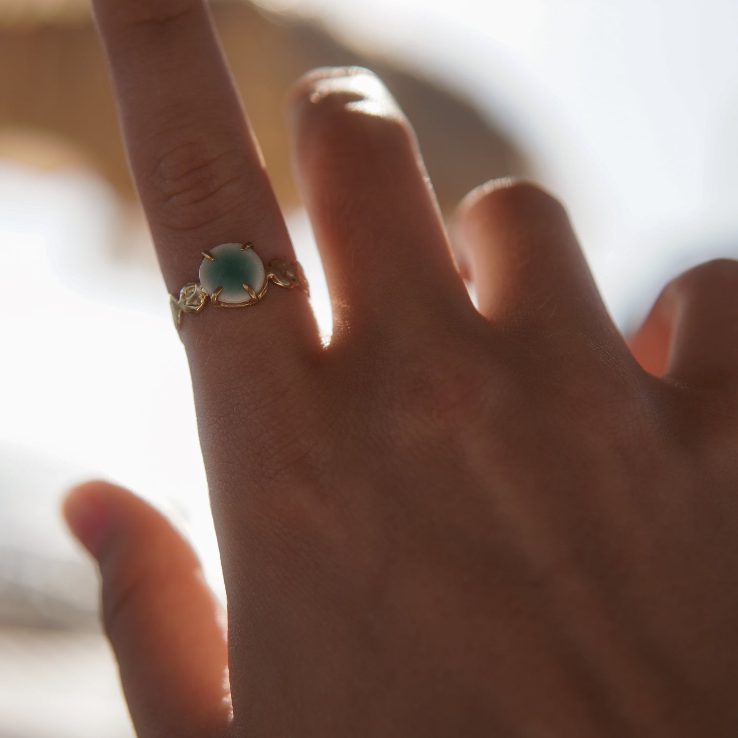 Ring with porcelain stone