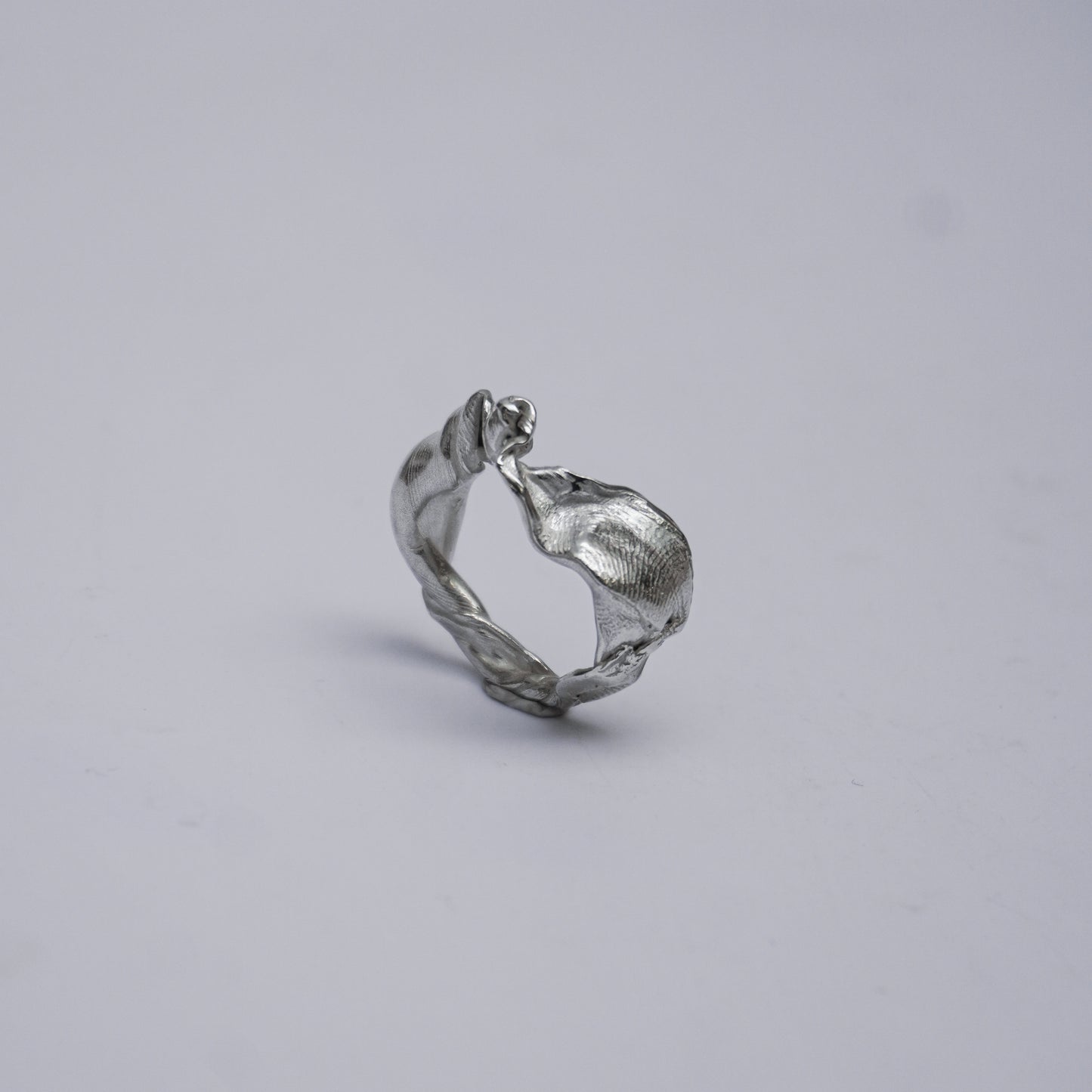 Silver Sculptural Folded Ring – Unique Piece