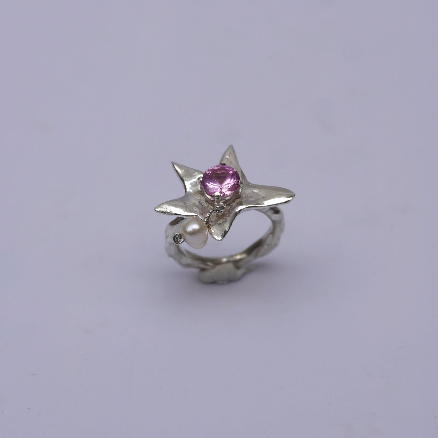 Astra Ring with a Stone and Natural Pearl