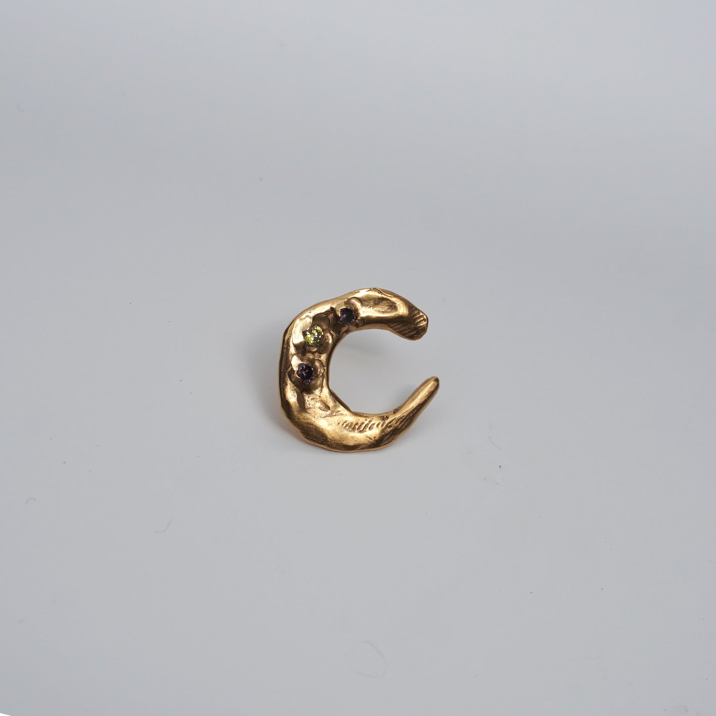 Echi iridescenti - Big Stud Earring Moon with Three Stones