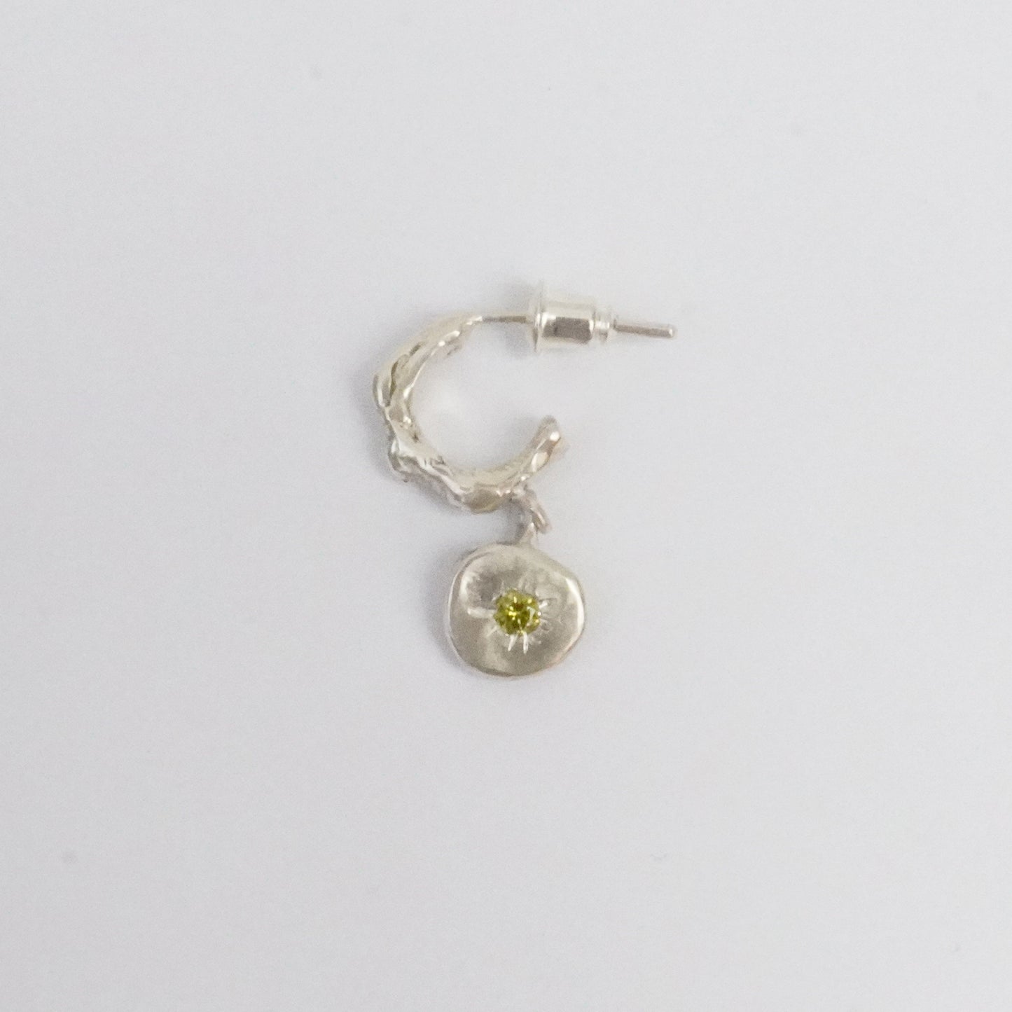 Simplicity - Organic Hoop Drop Earring with Stone