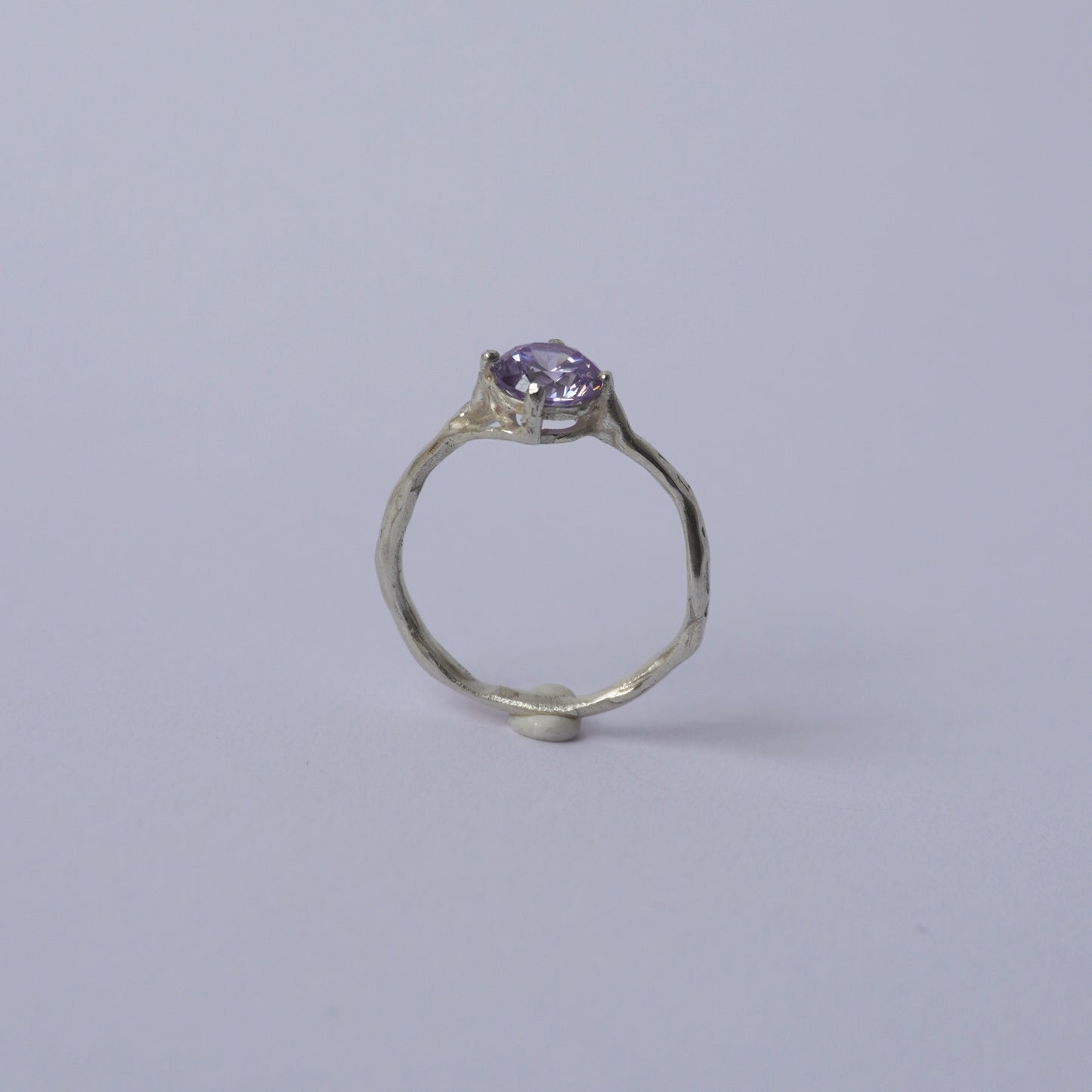 Silver Thin ring with Lavander Cubic Zirconia