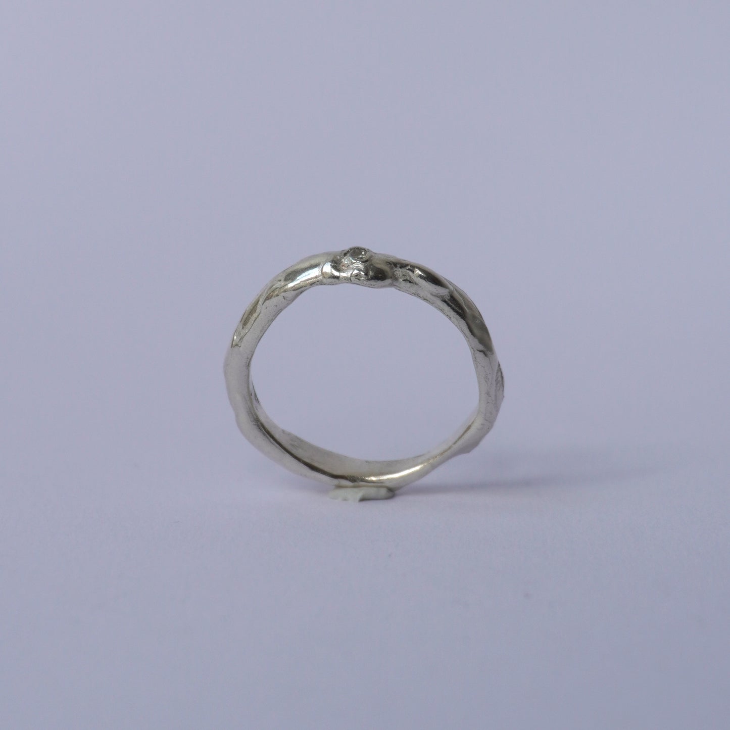 Silver Organic Band with Stone – Unique Piece