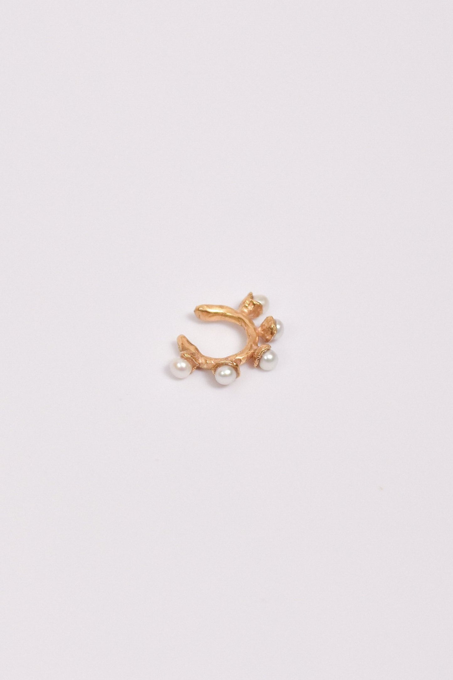 Organic ear cuff with five natural pearls