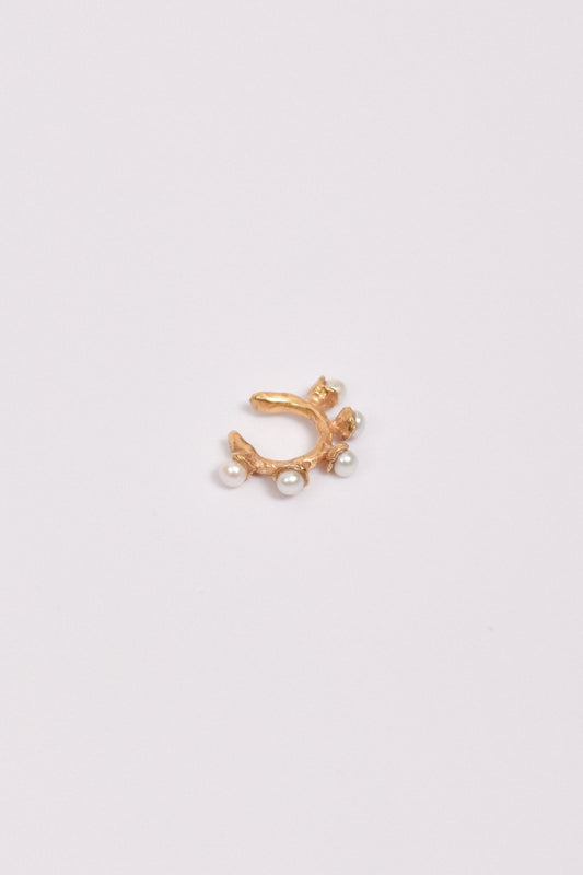 Organic ear cuff with five natural pearls
