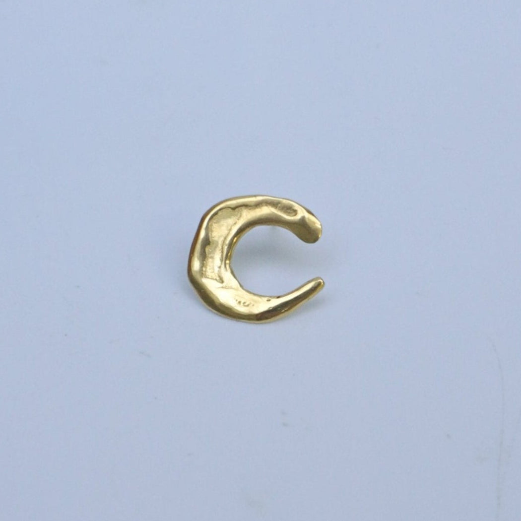 Echi iridescenti big stud - single earring - gold-plated moon handmade