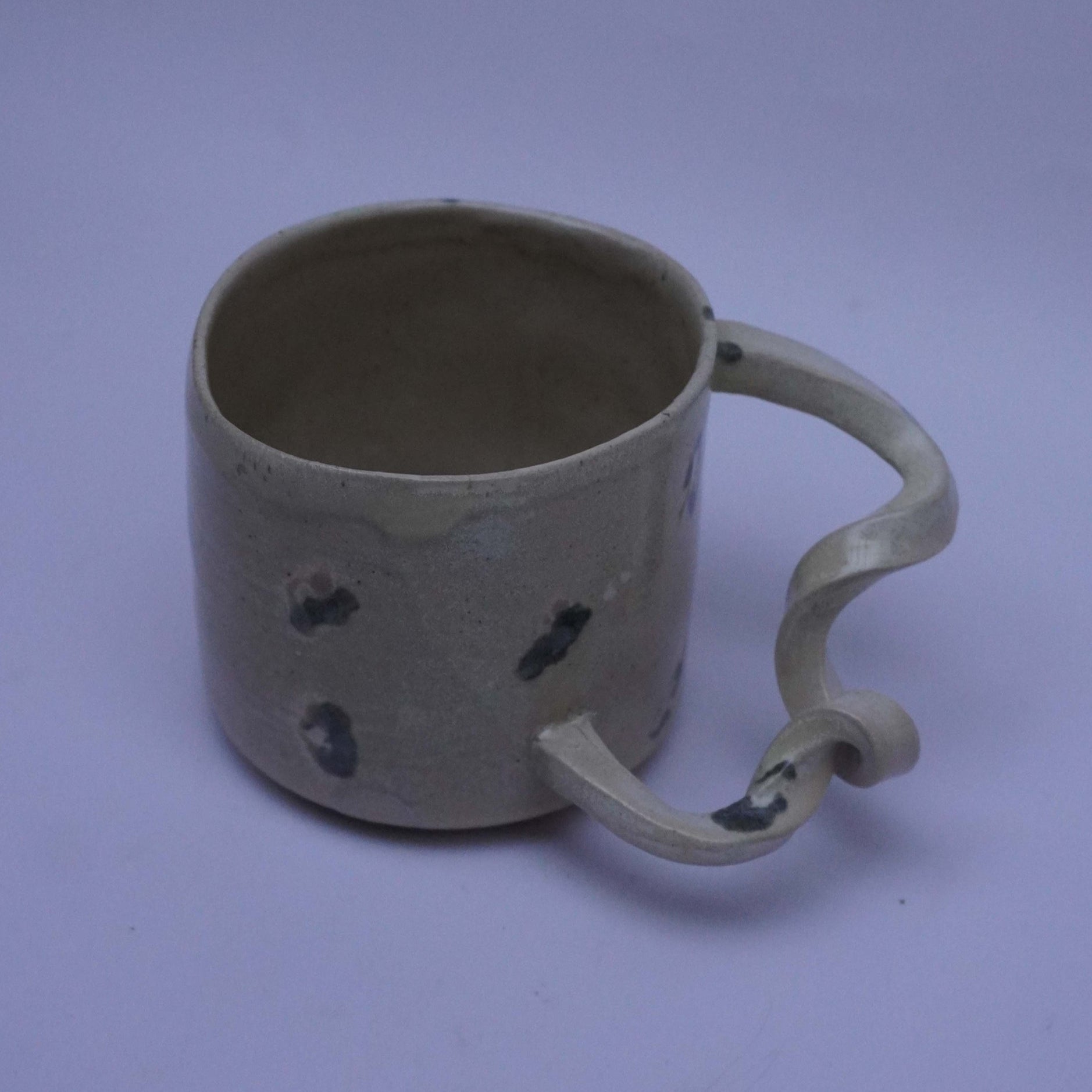 GIVE IT A TWIST handmade ceramics mug  cream white with brush dots