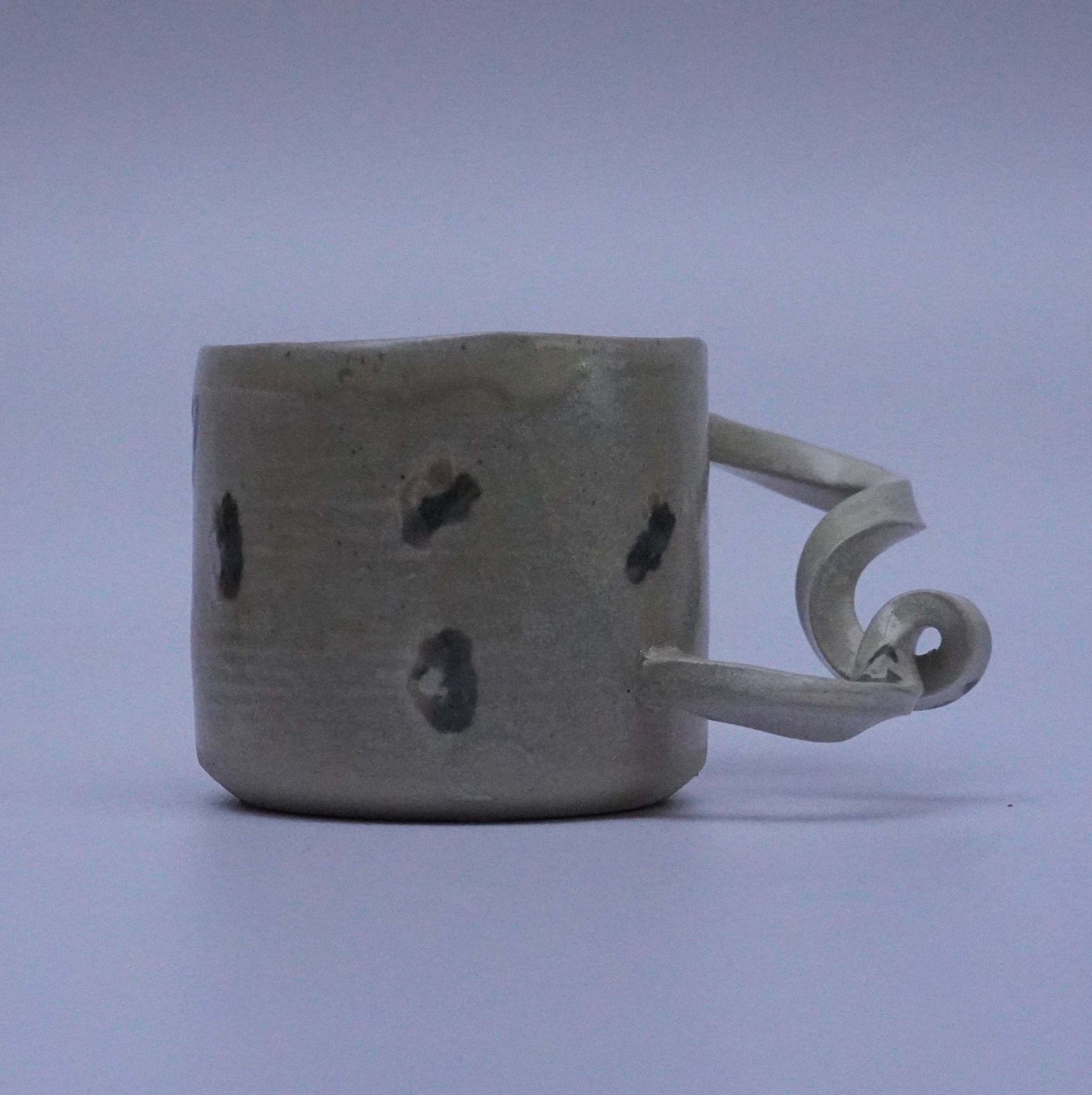 GIVE IT A TWIST handmade ceramics mug  cream white with brush dots