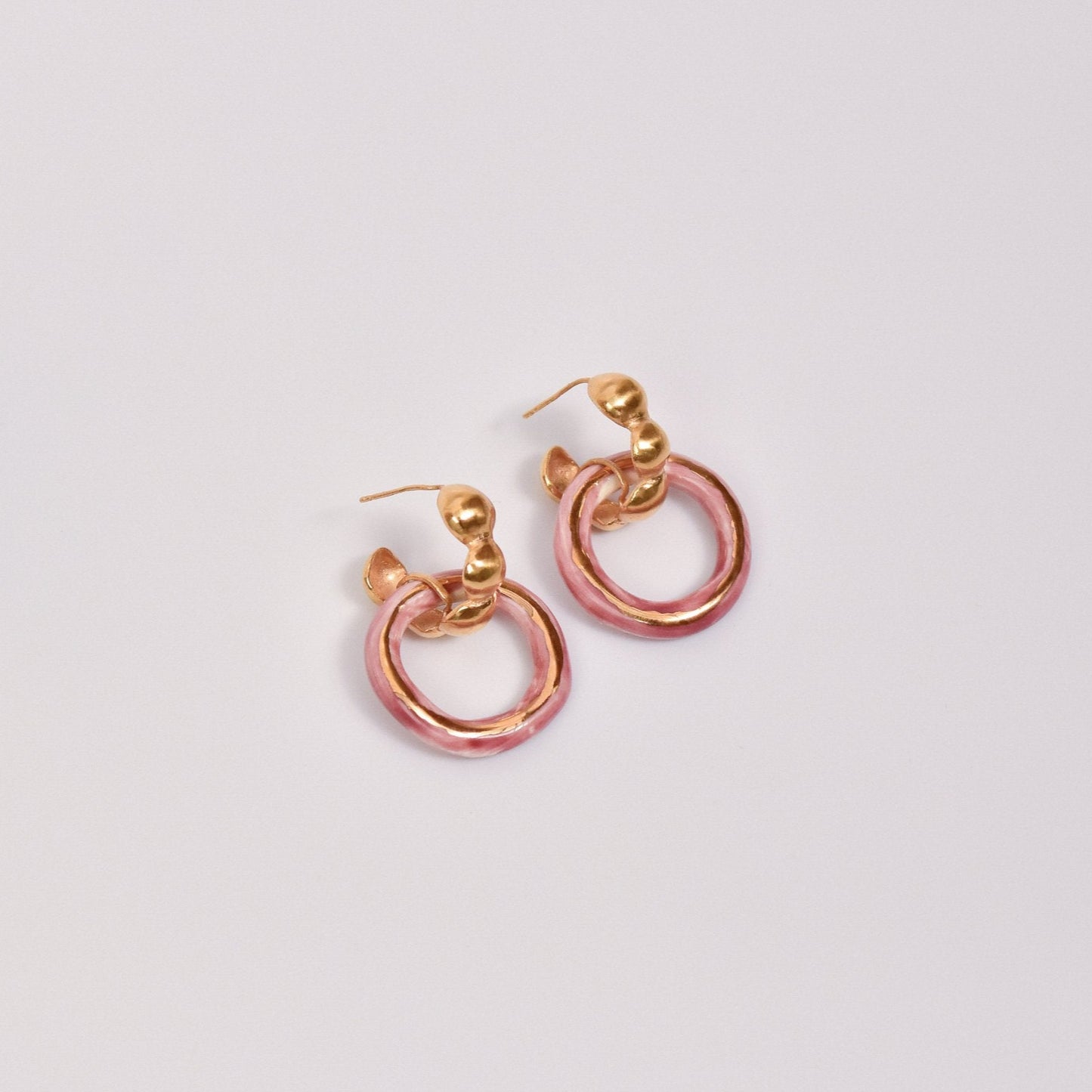 dancing youthful innocence earring pink hoop gold luster