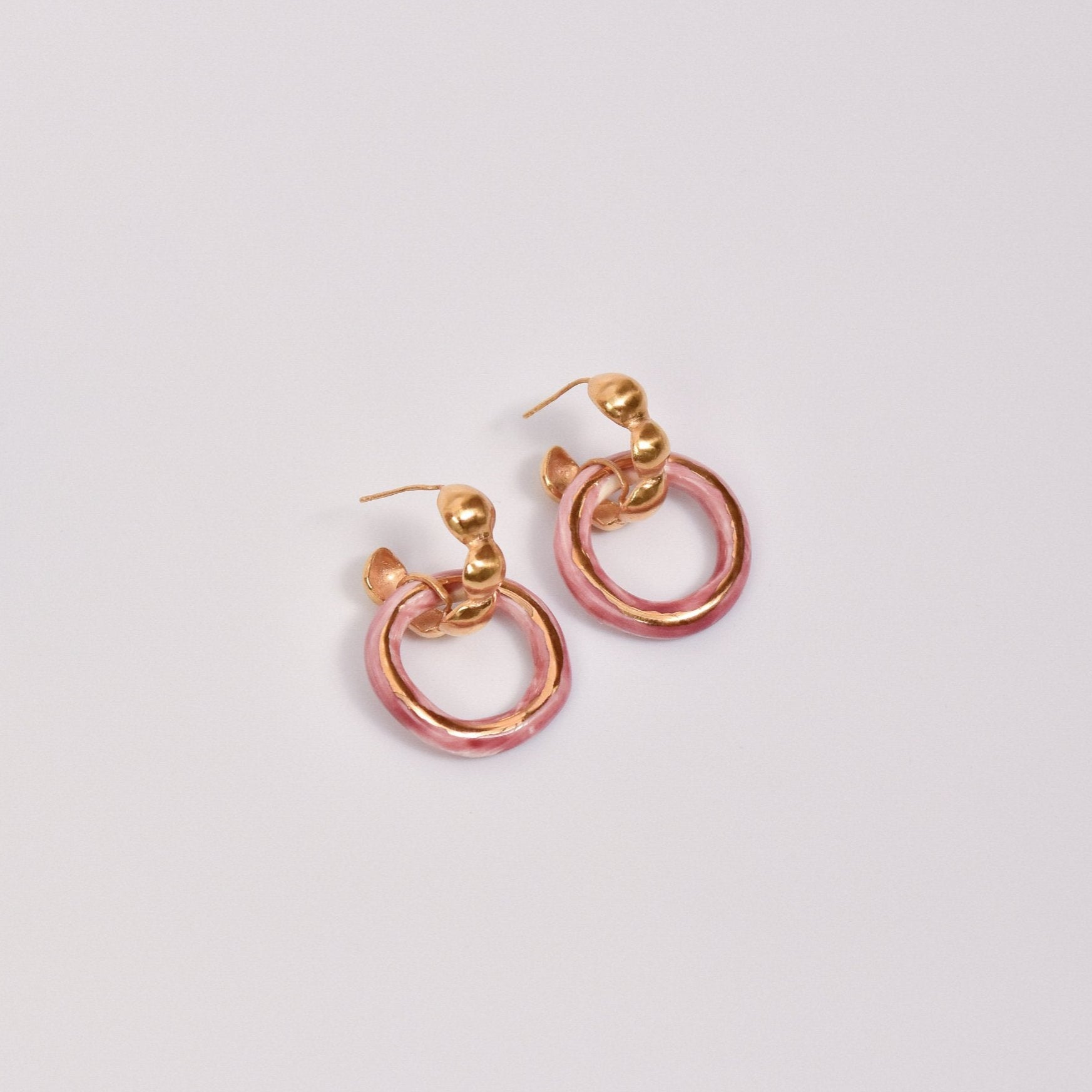 dancing youthful innocence earring pink hoop gold luster