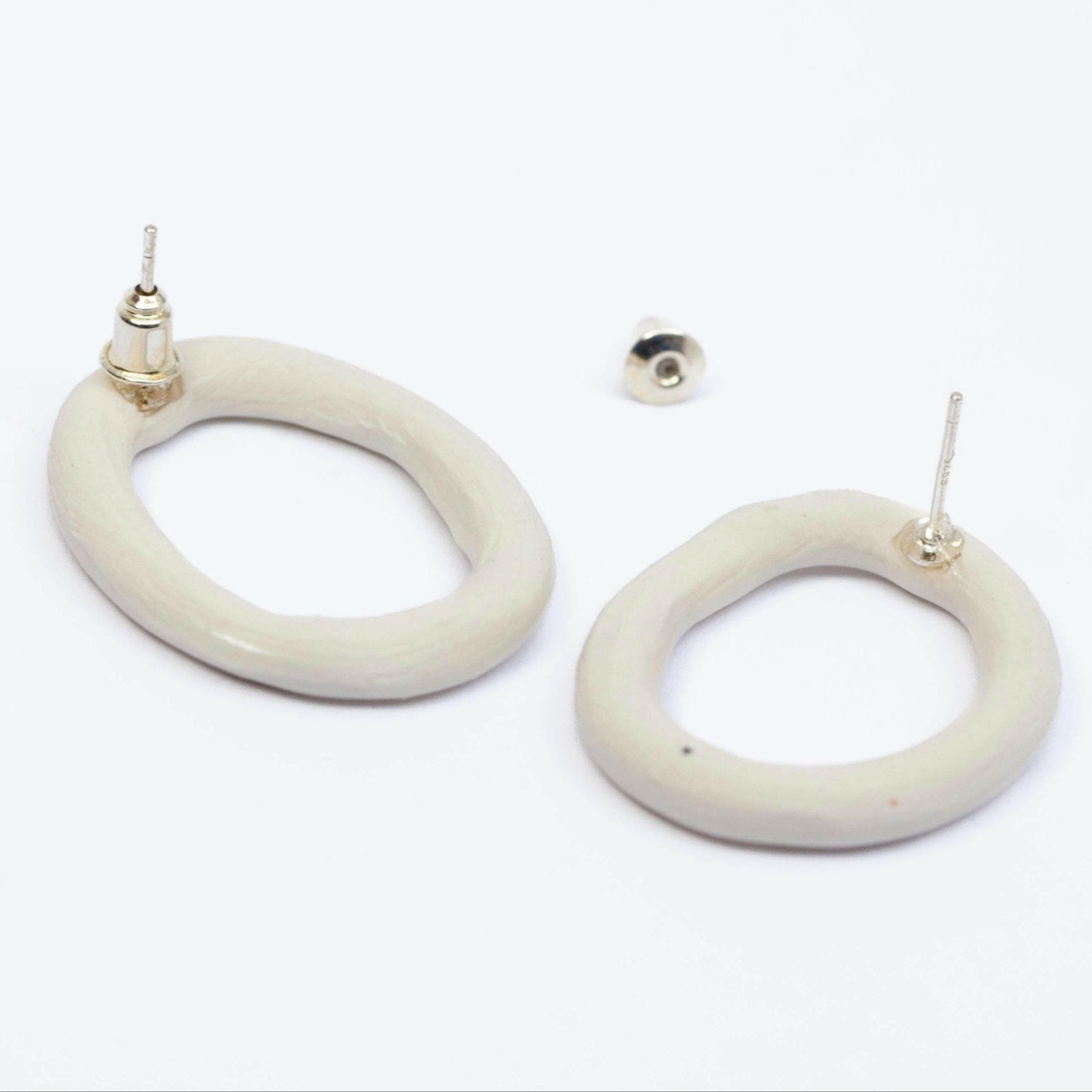 digging deep hoop earring porcelain white