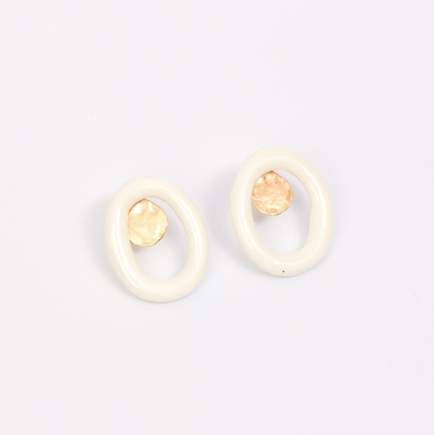 pureness porcelain earring stud white gold hoop
