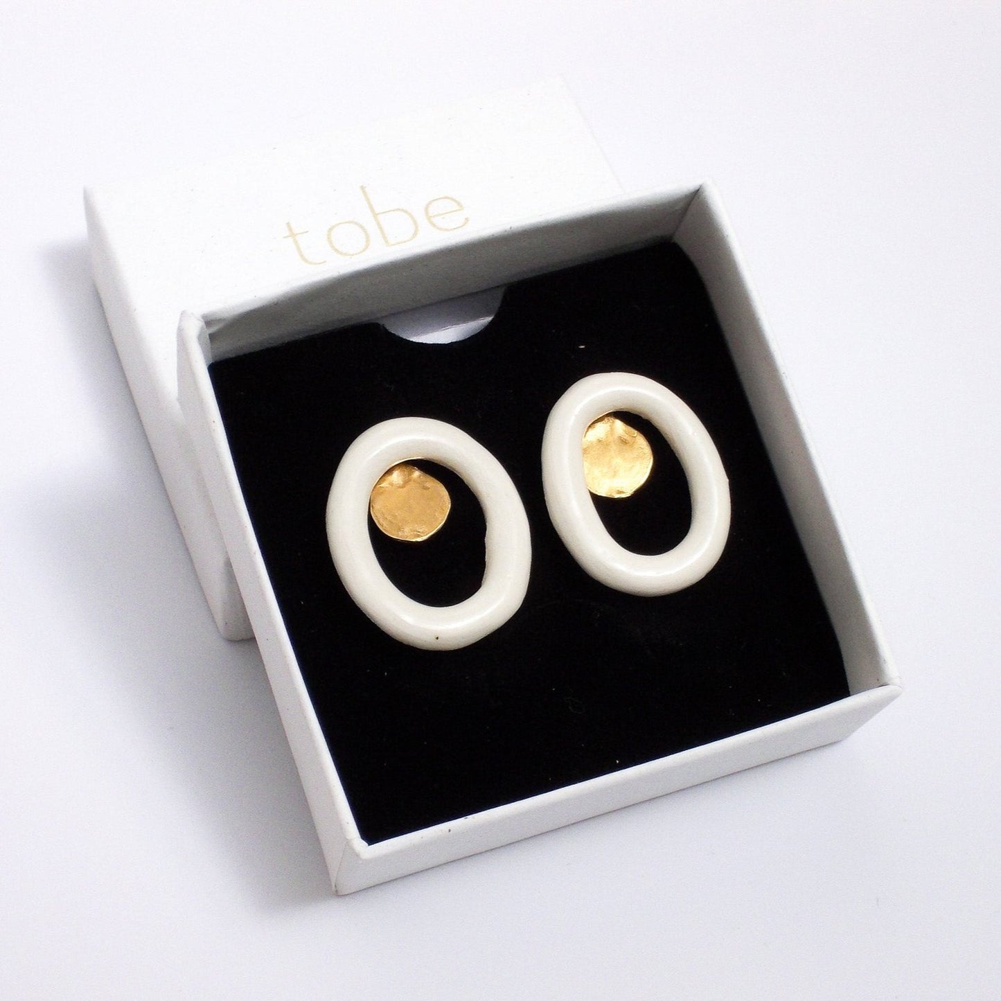 pureness porcelain earring stud hoop white gold