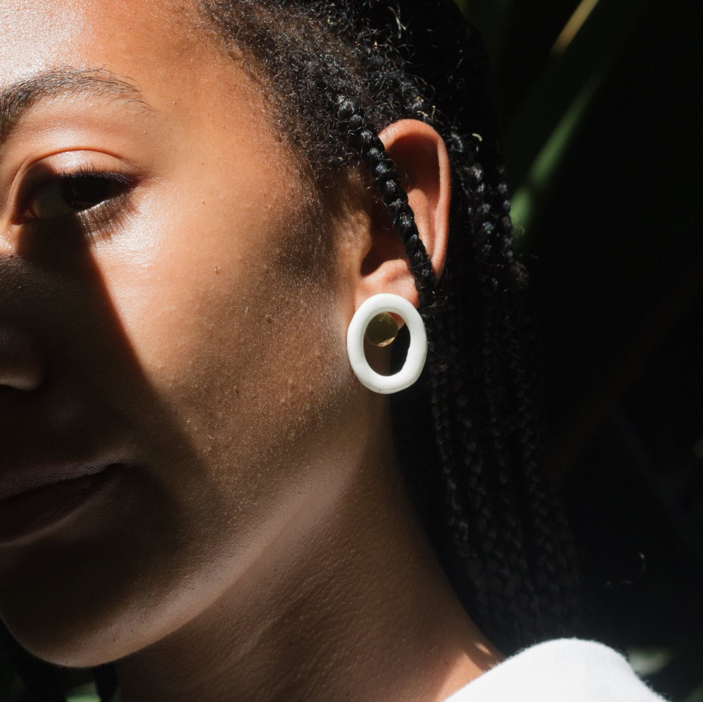 pureness porcelain earring stud hoop white gold
