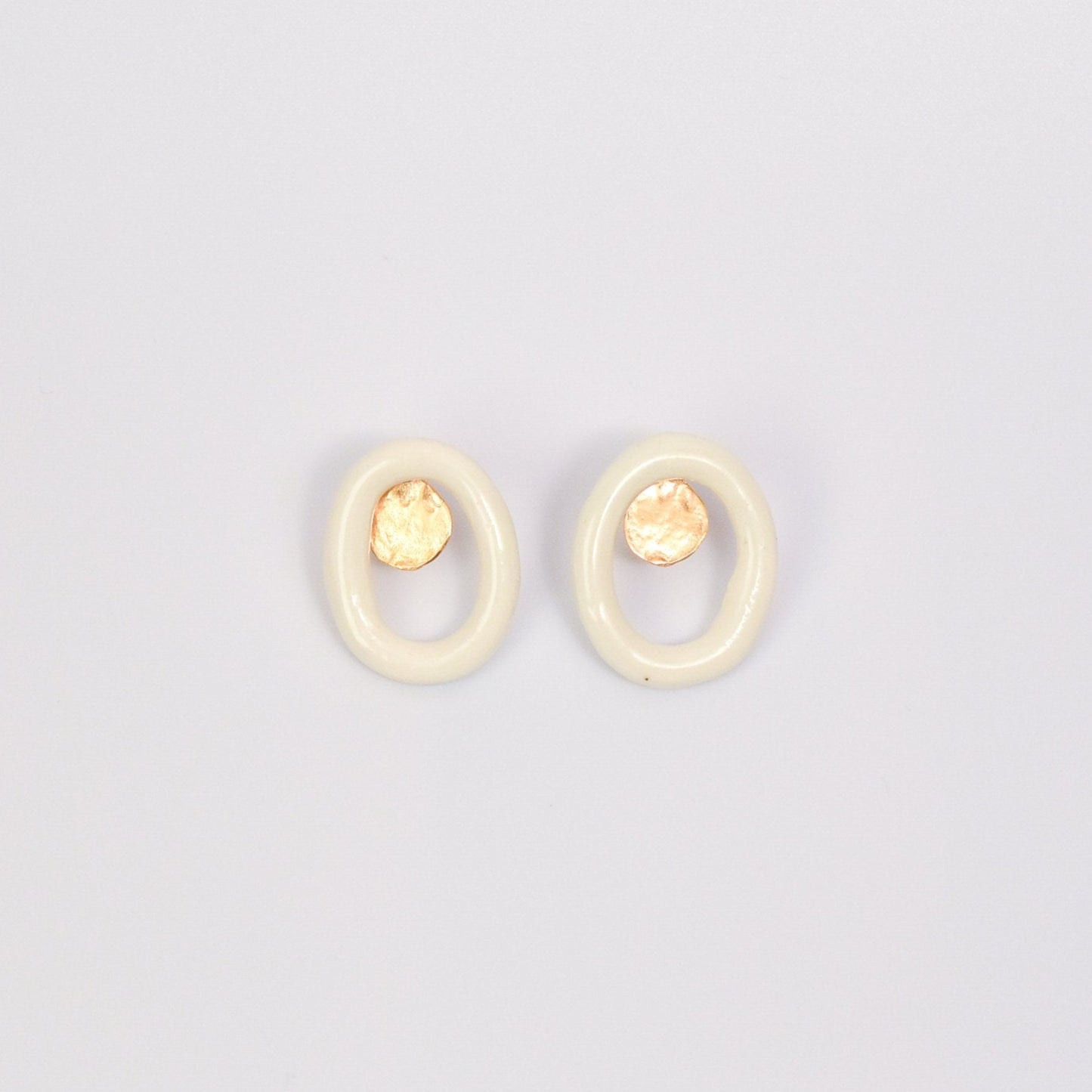 pureness porcelain earring white stud gold hoop