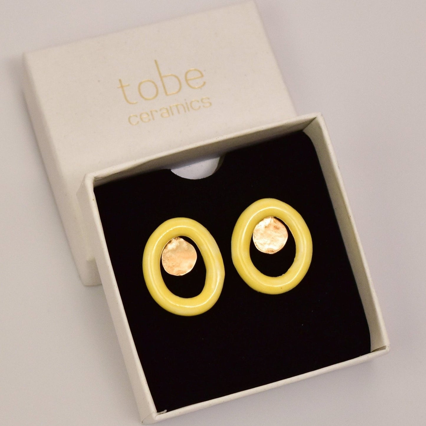 sunshine porcelain earring stud gold yellow