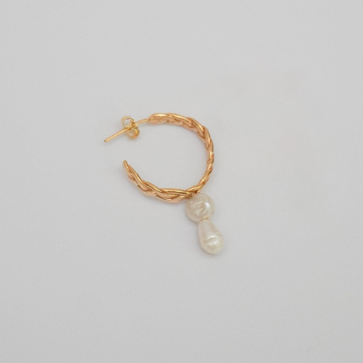 Braided hoop earring with pearl drops