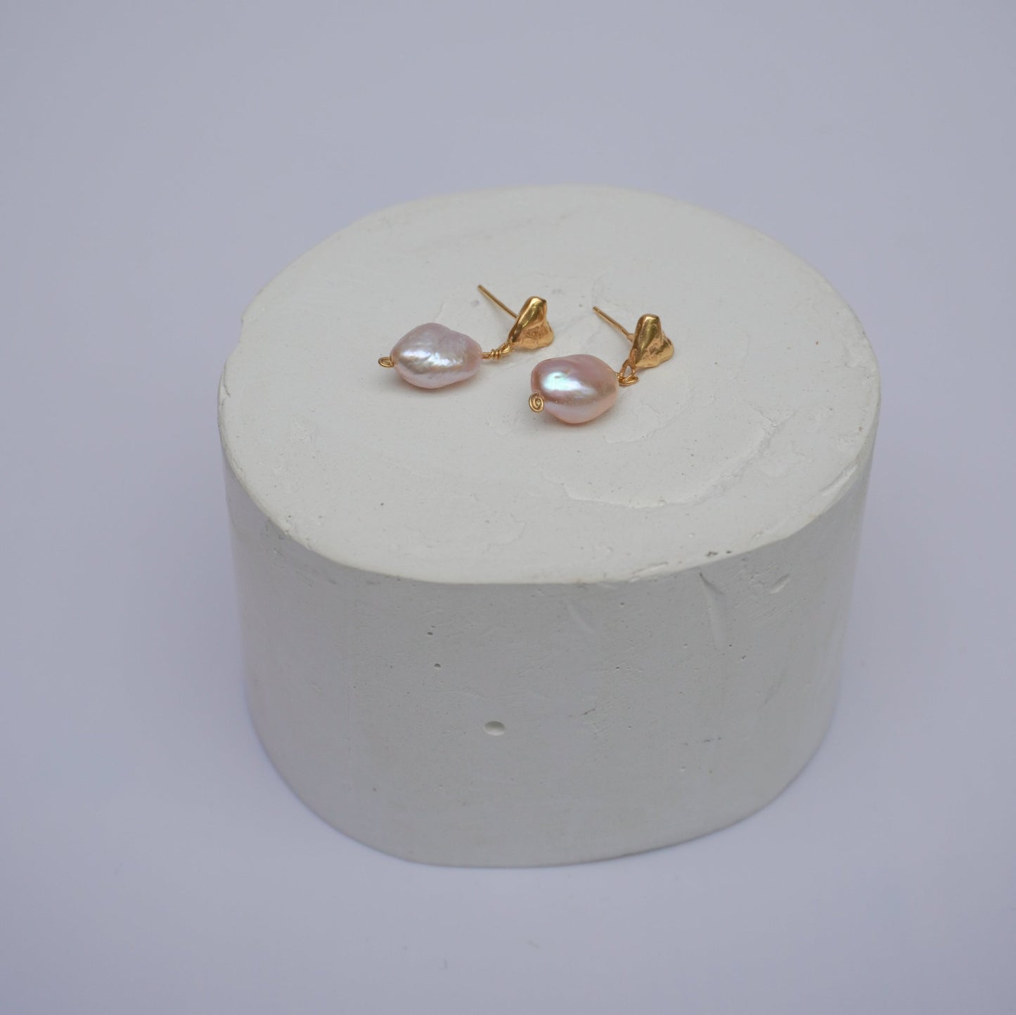 organic gold heart stud earring love pearl pendant
