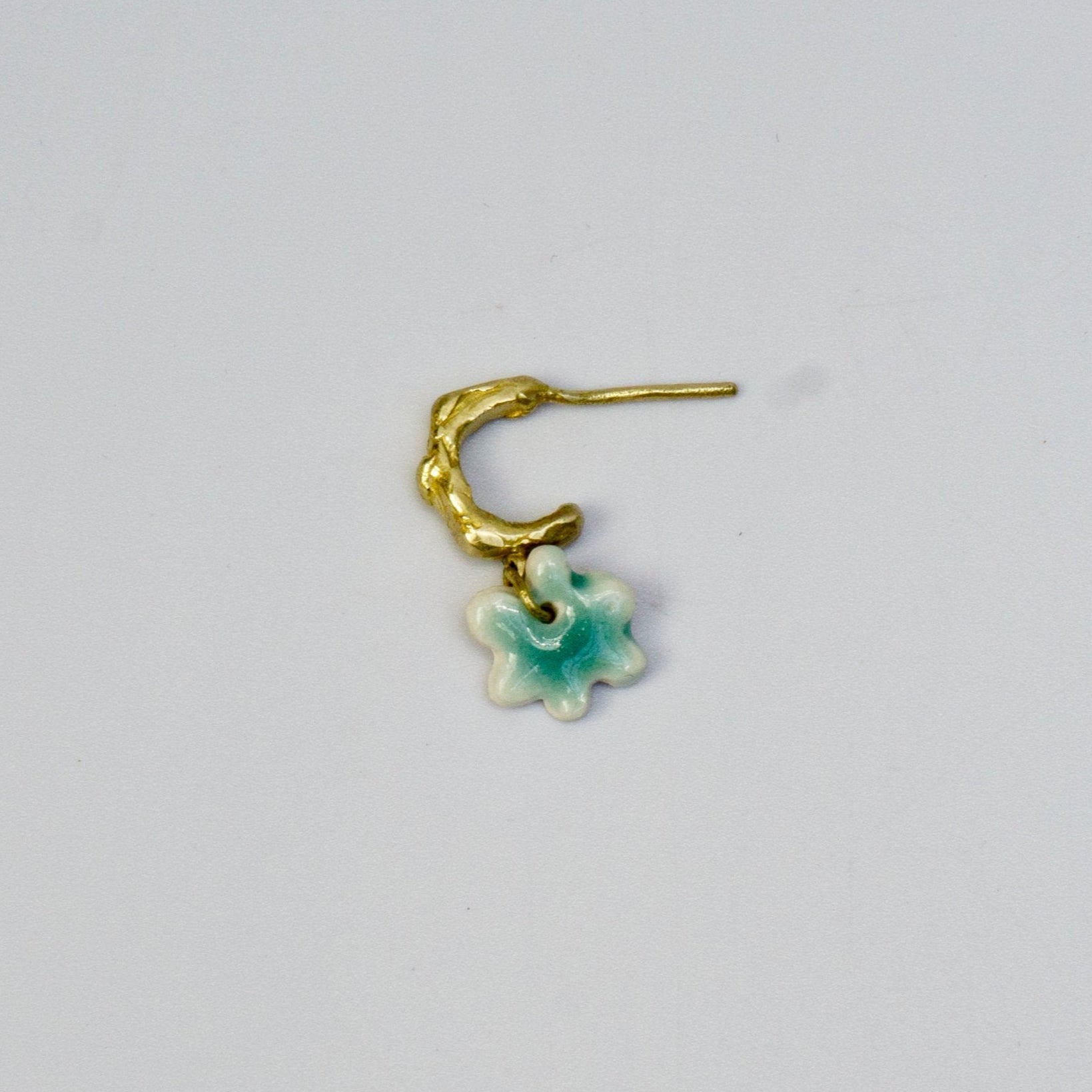 organic gold hoop porcelain pendant earring