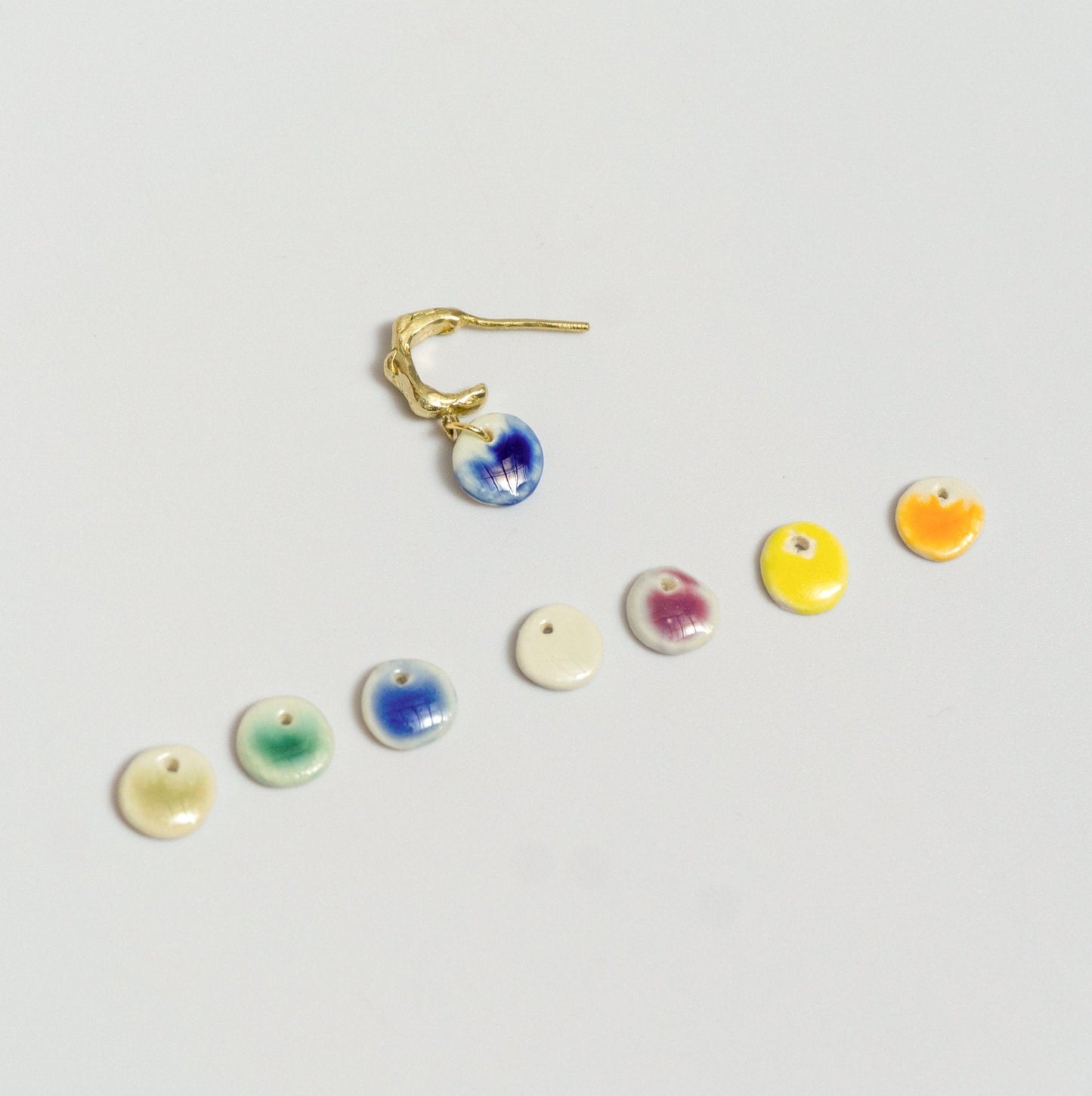 organic gold hoop earring round porcelain earring colours