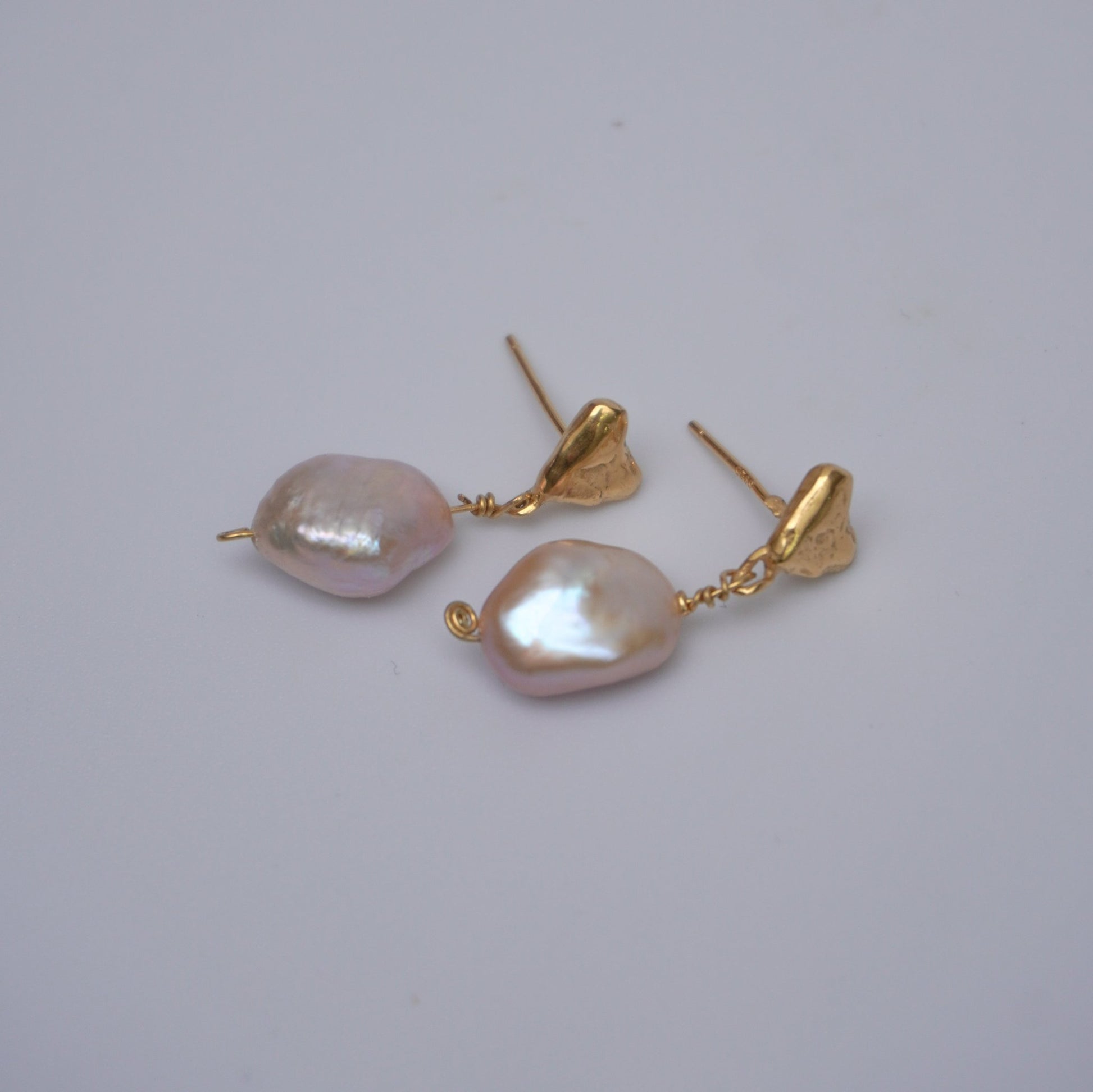 organic gold heart stud earring love pearl pendant