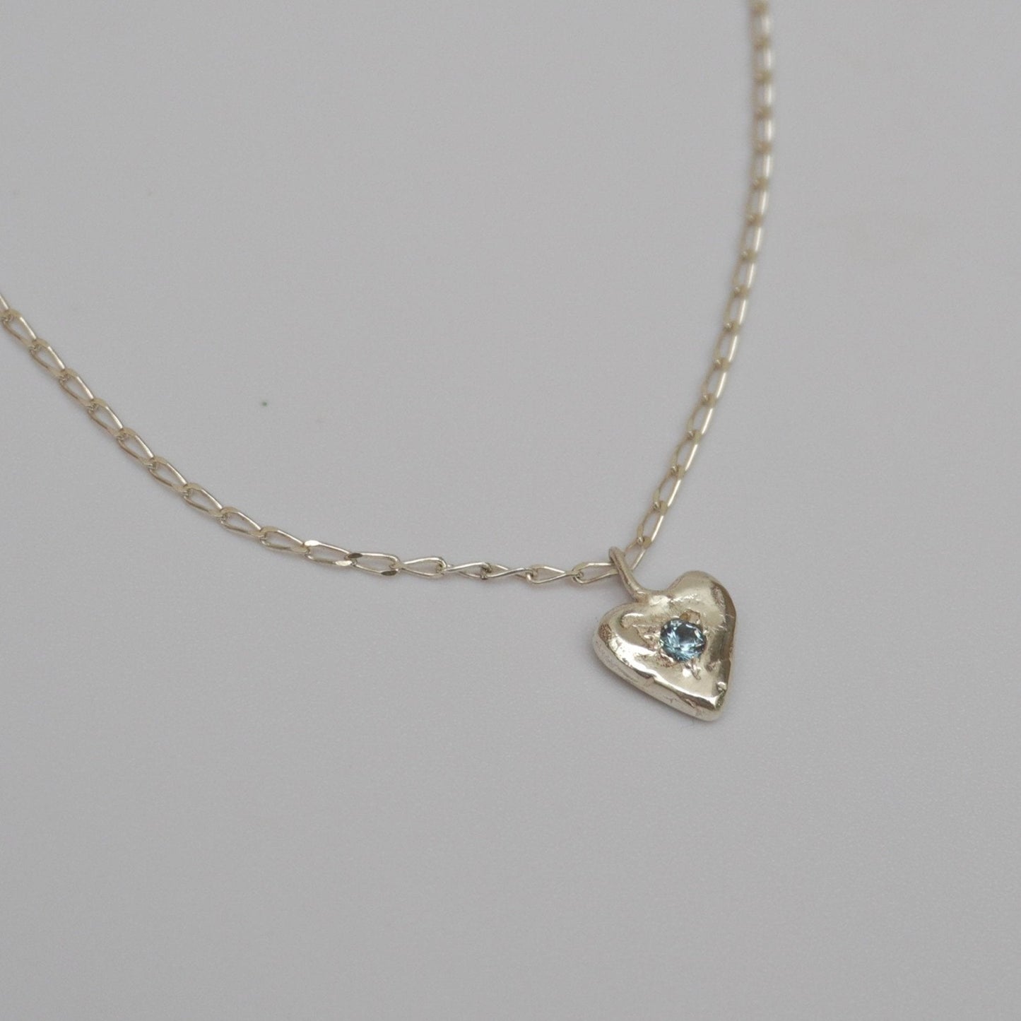 organic love necklace heart pendant silver stone