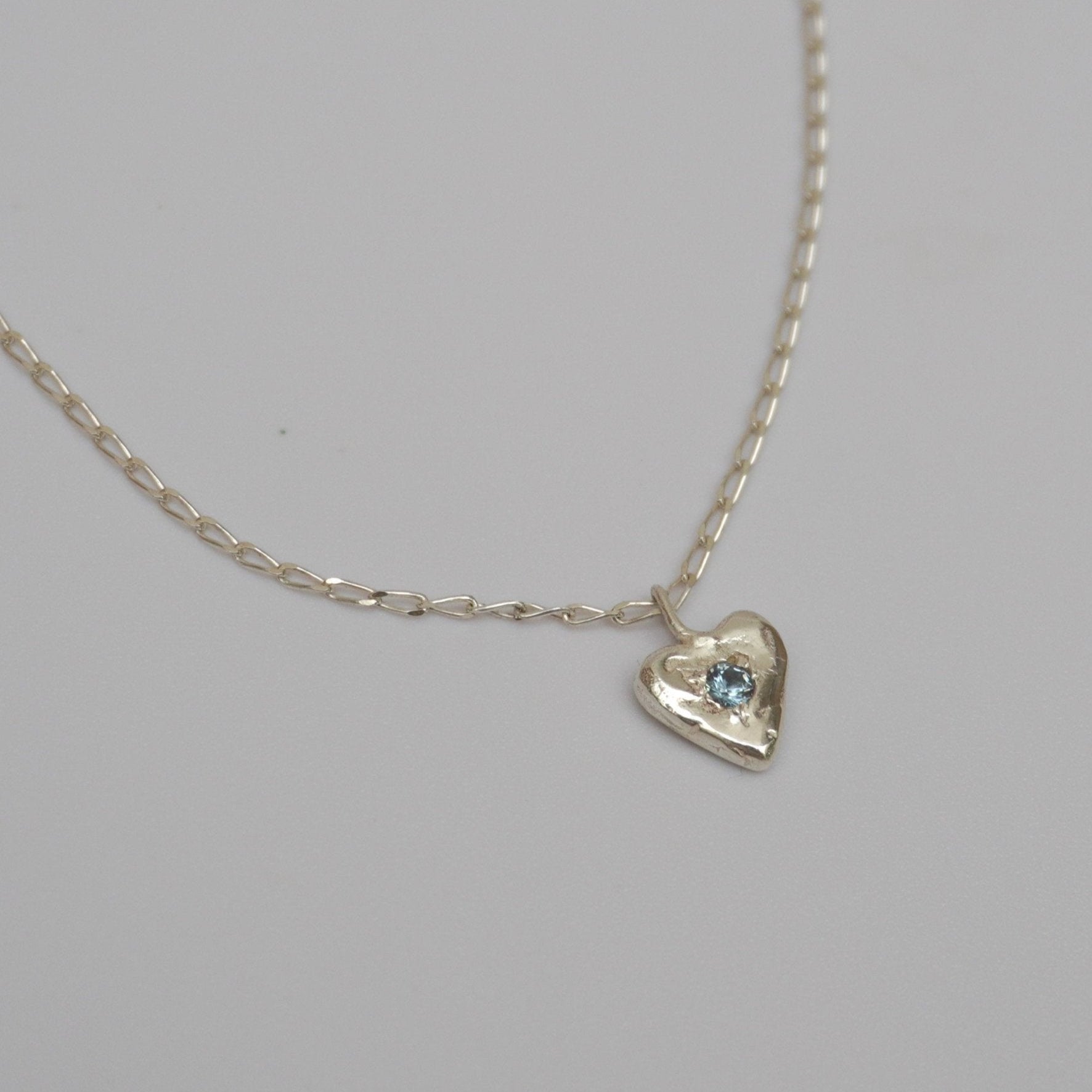 organic love necklace heart pendant silver stone