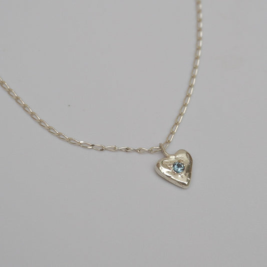 organic love necklace heart pendant silver stone