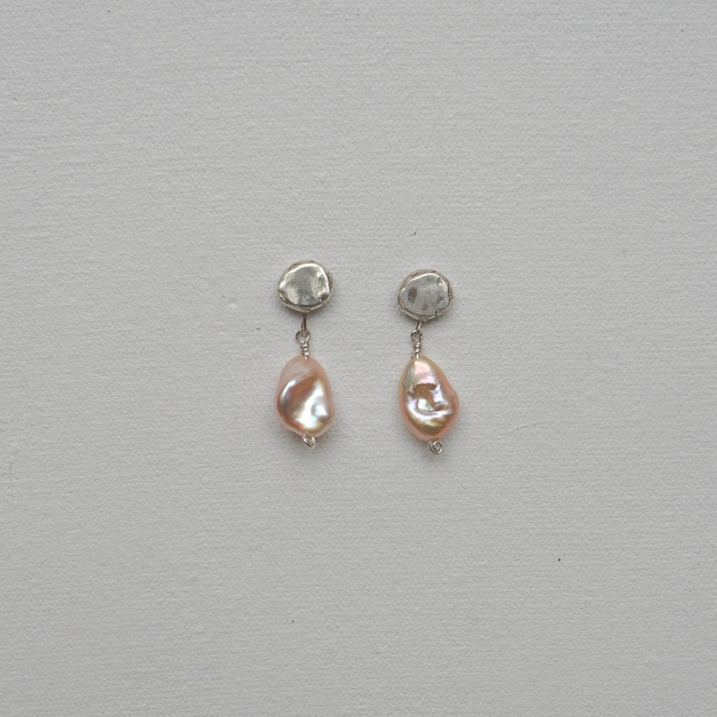organic silver round stud simplicity earring love pearl pendant