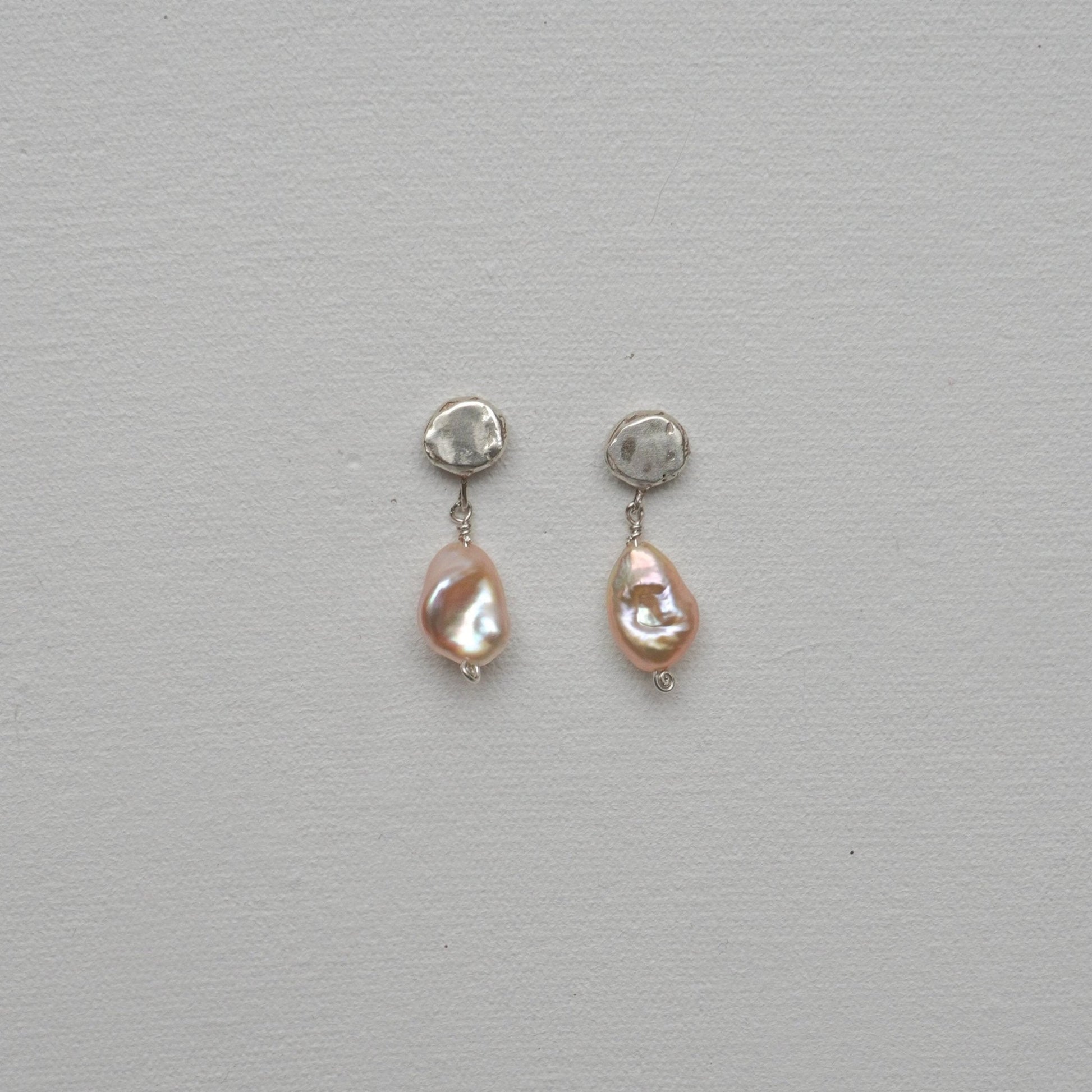 organic silver round stud simplicity earring love pearl pendant
