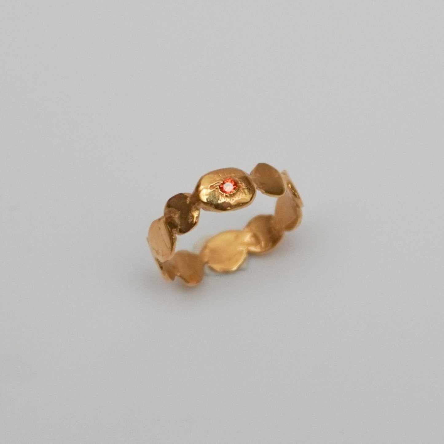 organic gold ring simplicity red stone