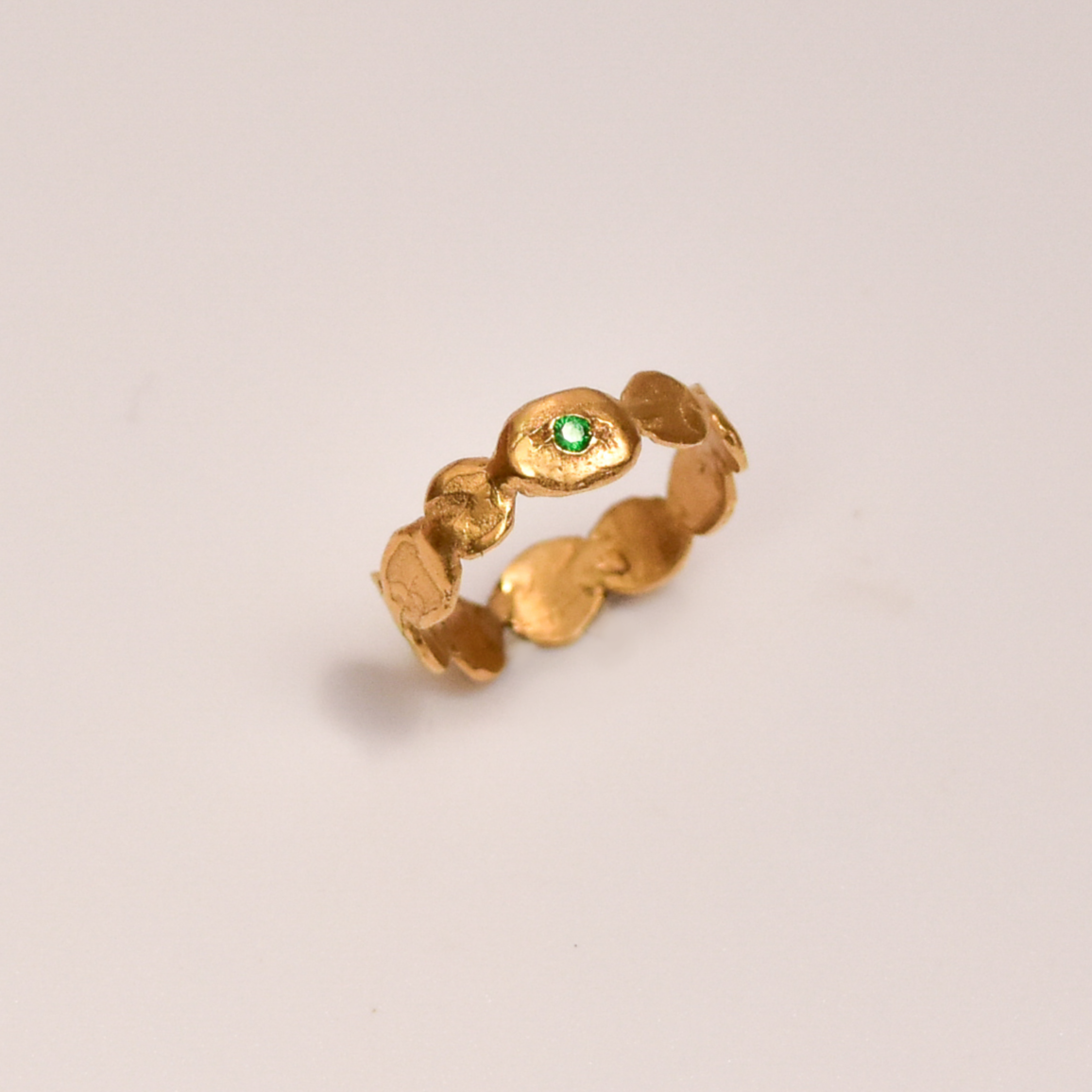 organic gold ring simplicity ring green stone