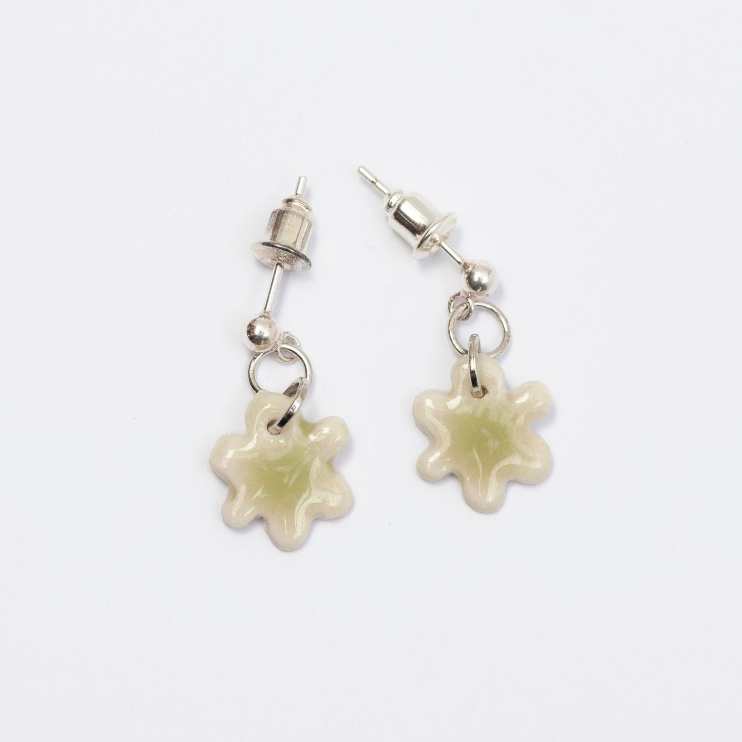 kindness porcelain earrings organic silver dot