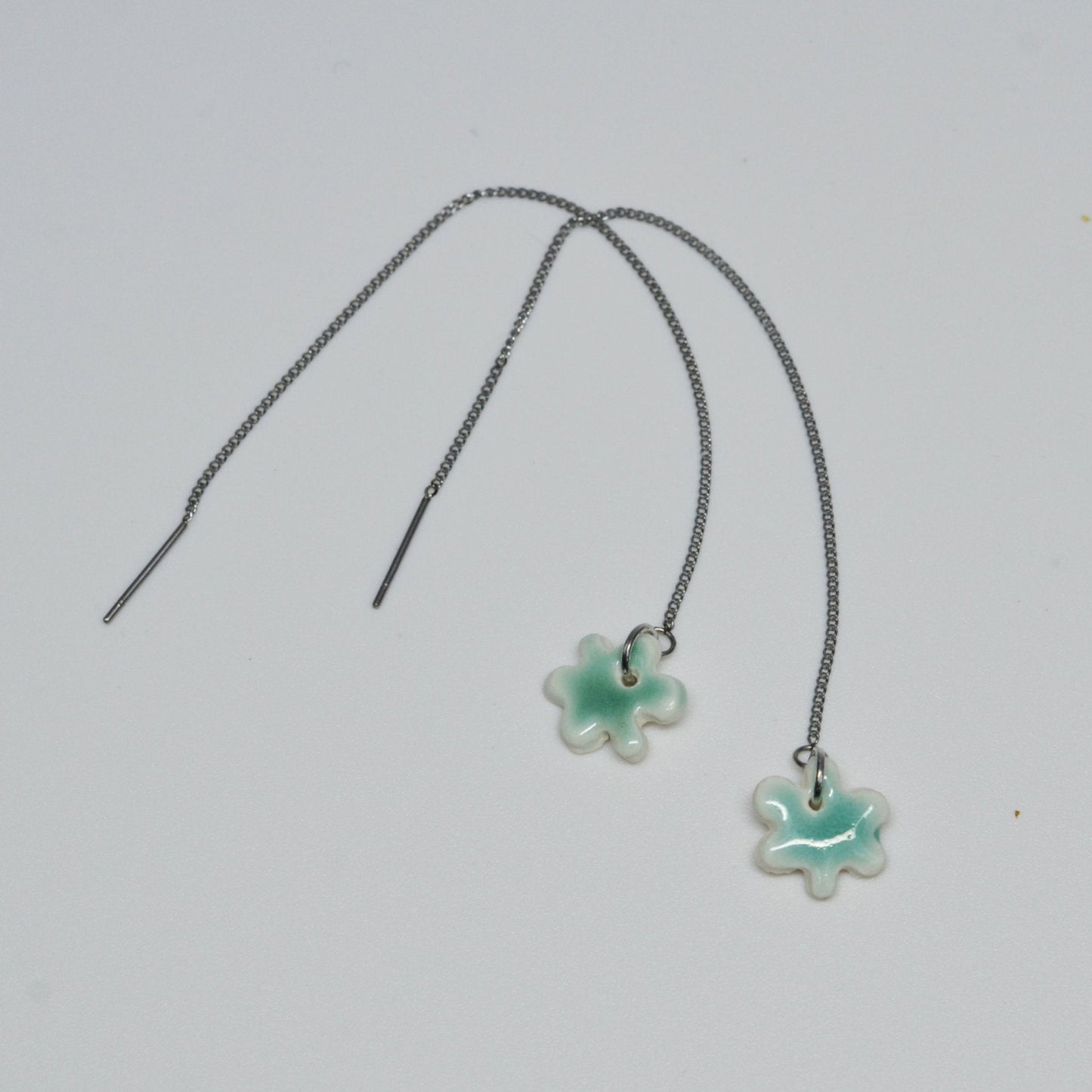 kindness porcelain earrings organic flower turquoise silver
