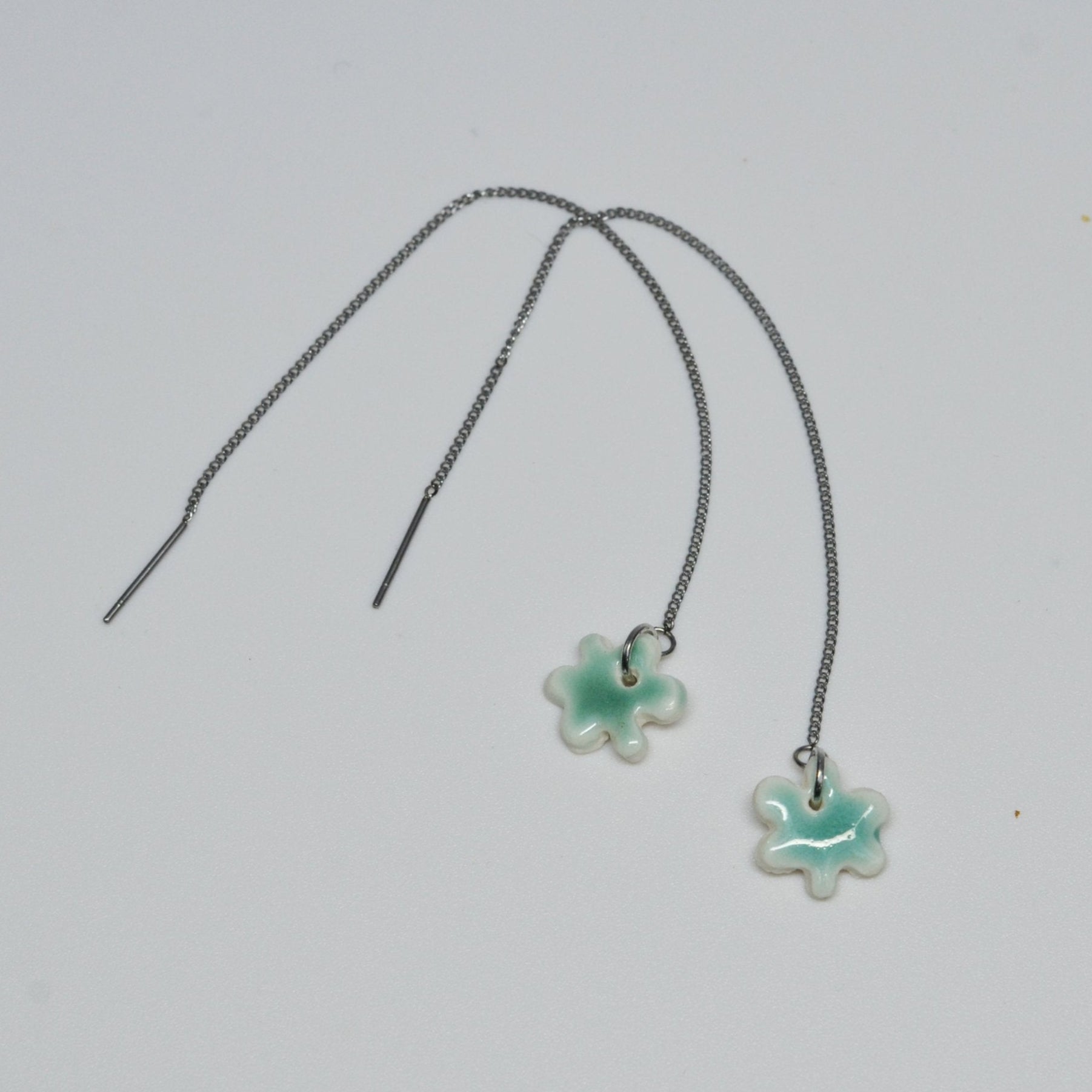 kindness porcelain earrings organic flower turquoise silver
