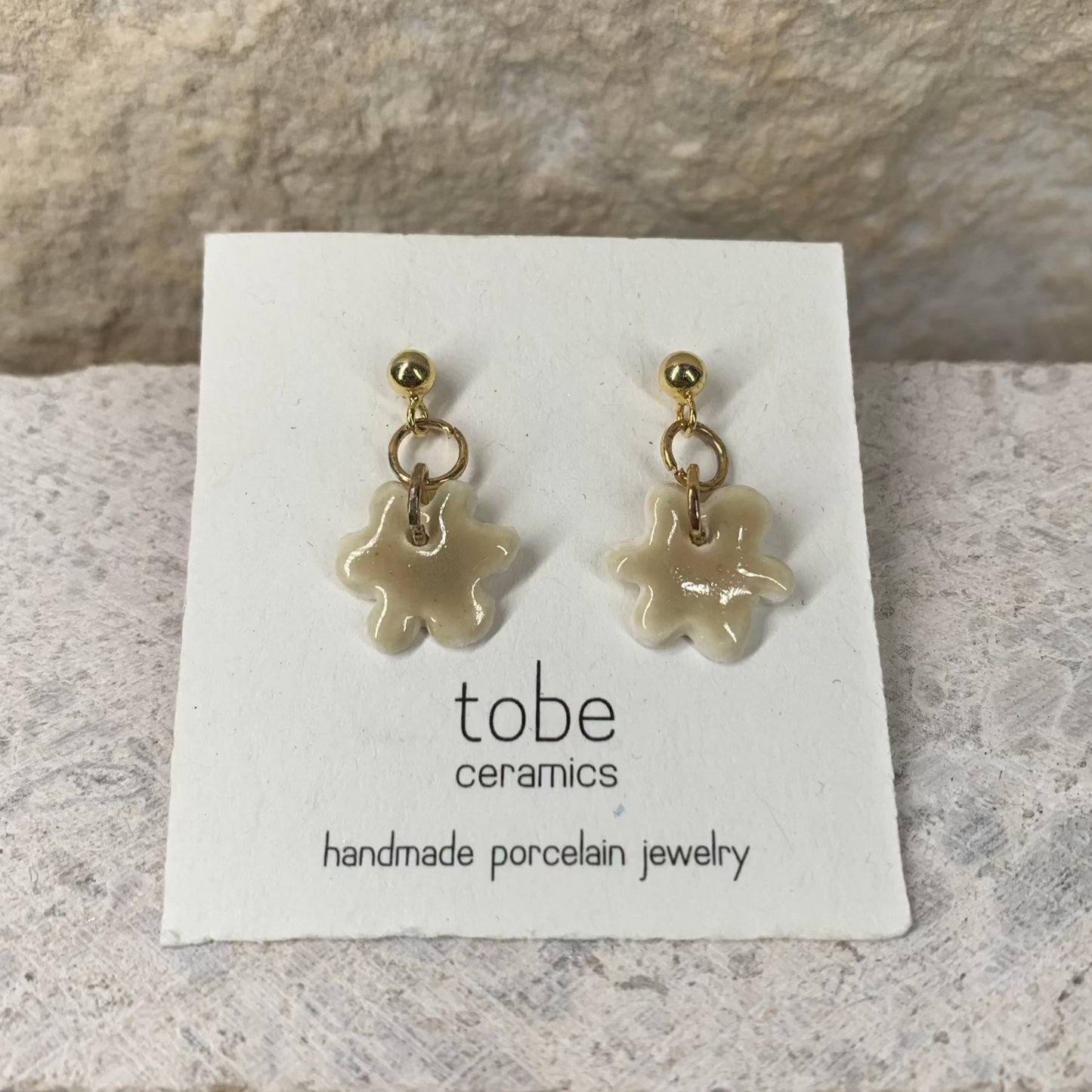 kindness porcelain earrings organic flower gold dot