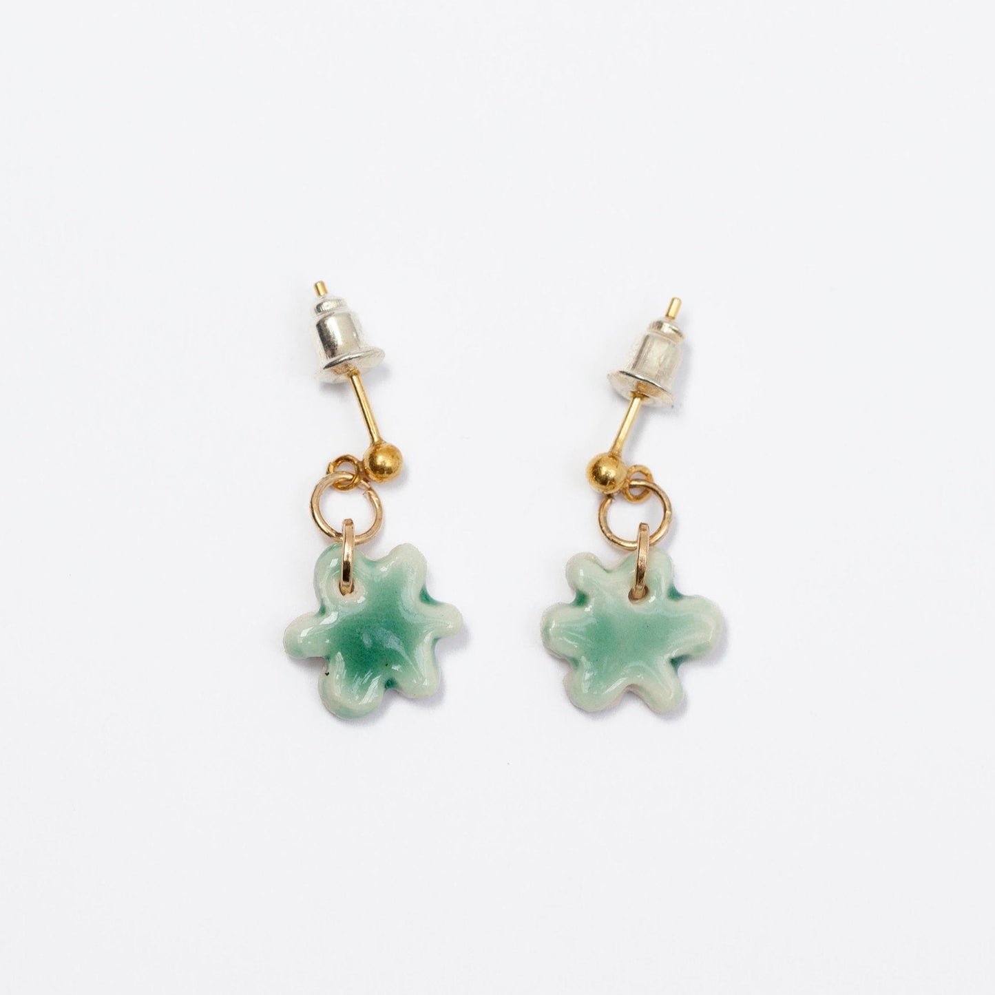 kindness porcelain earrings organic turquoise gold dot