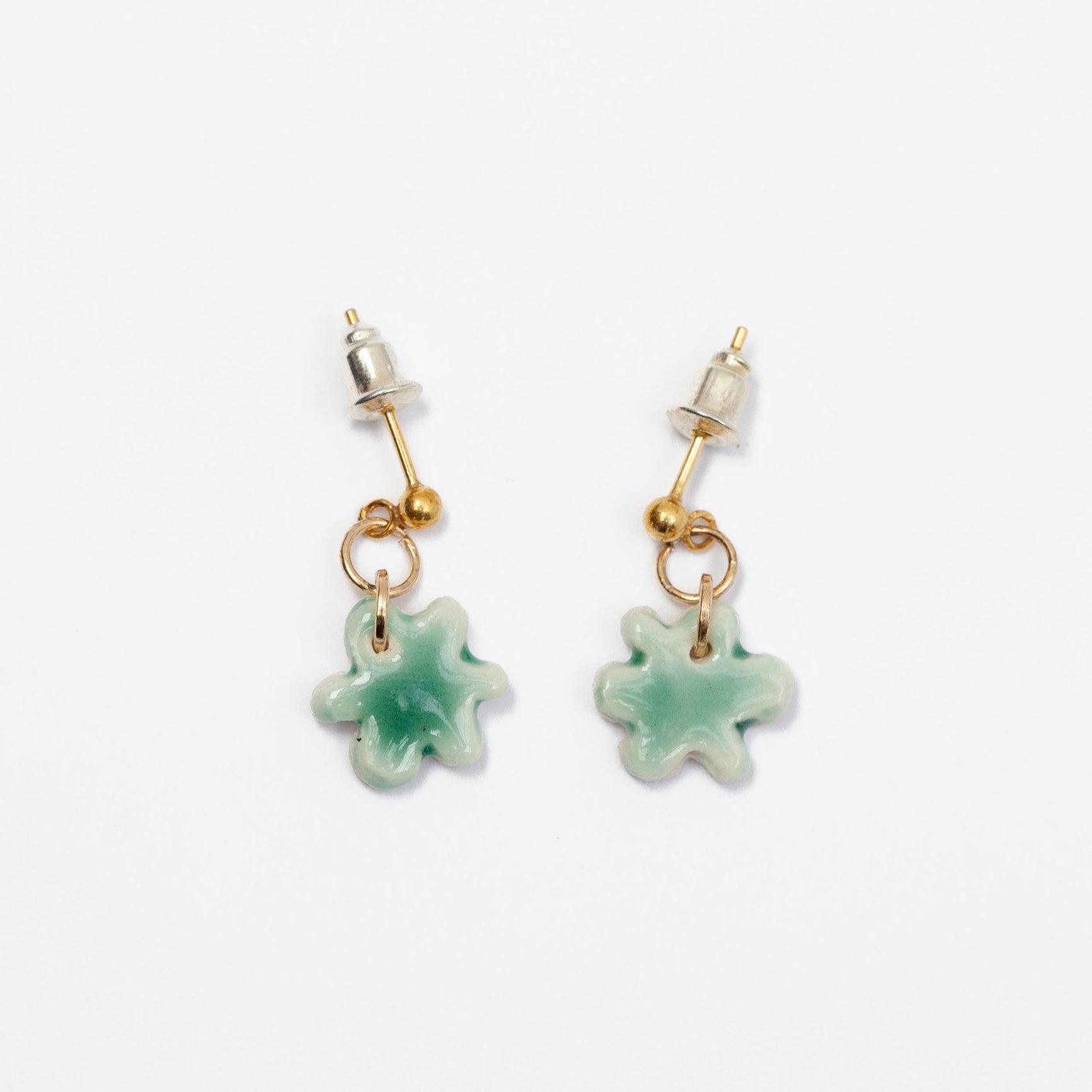 kindness porcelain earrings organic turquoise gold dot