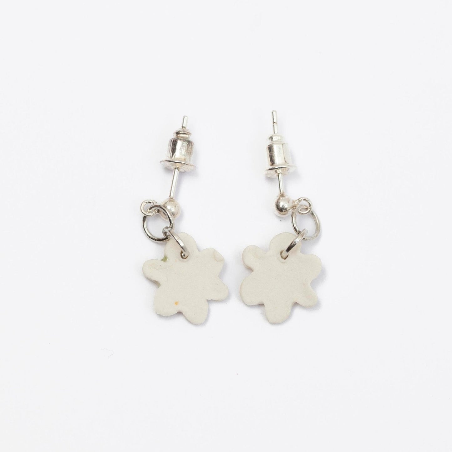 kindness porcelain earrings organic flower white silver