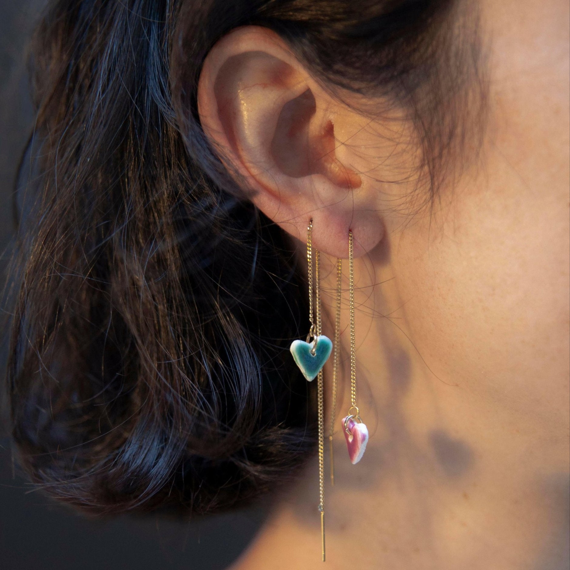 love porcelain earring organic chain