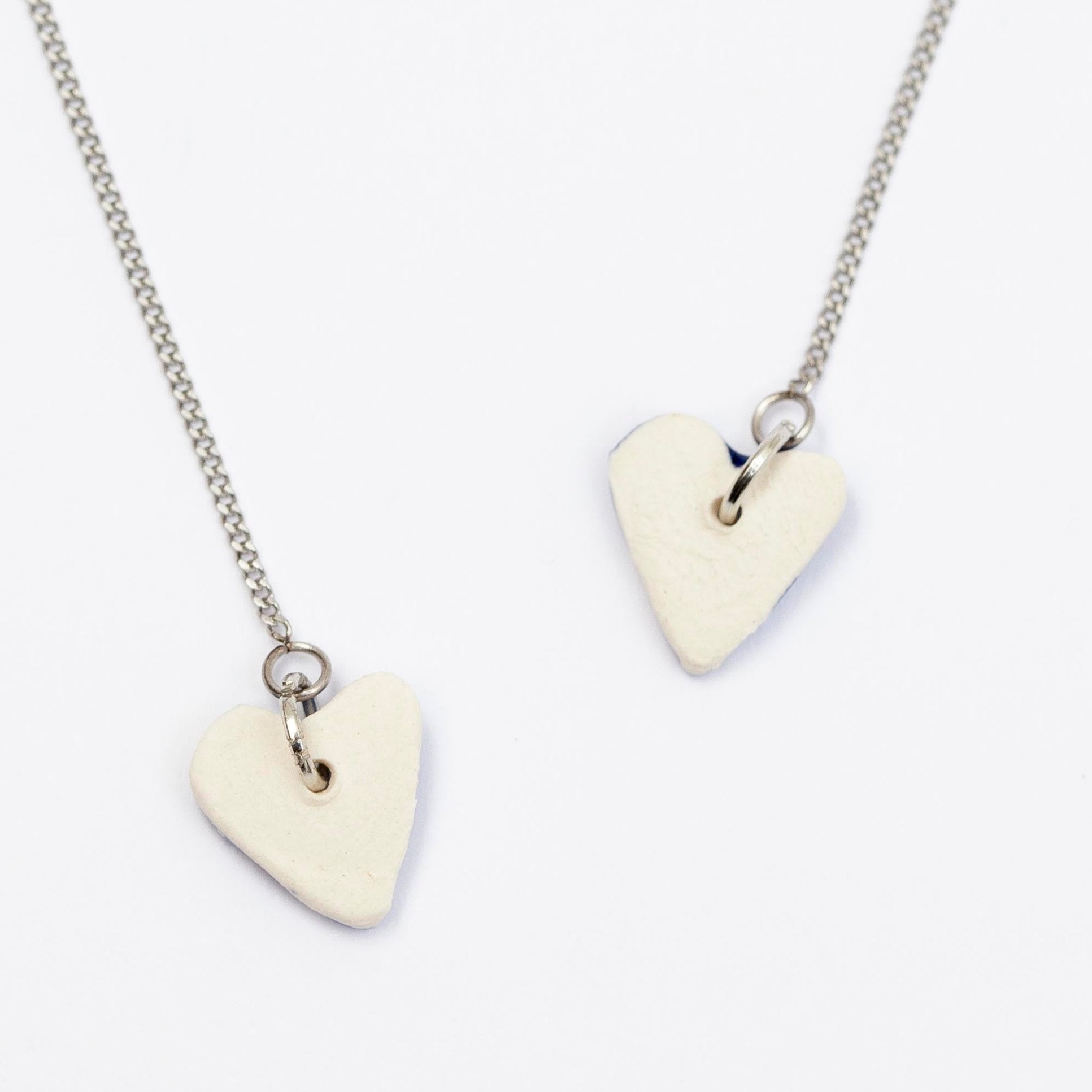 love porcelain earrings heart silver