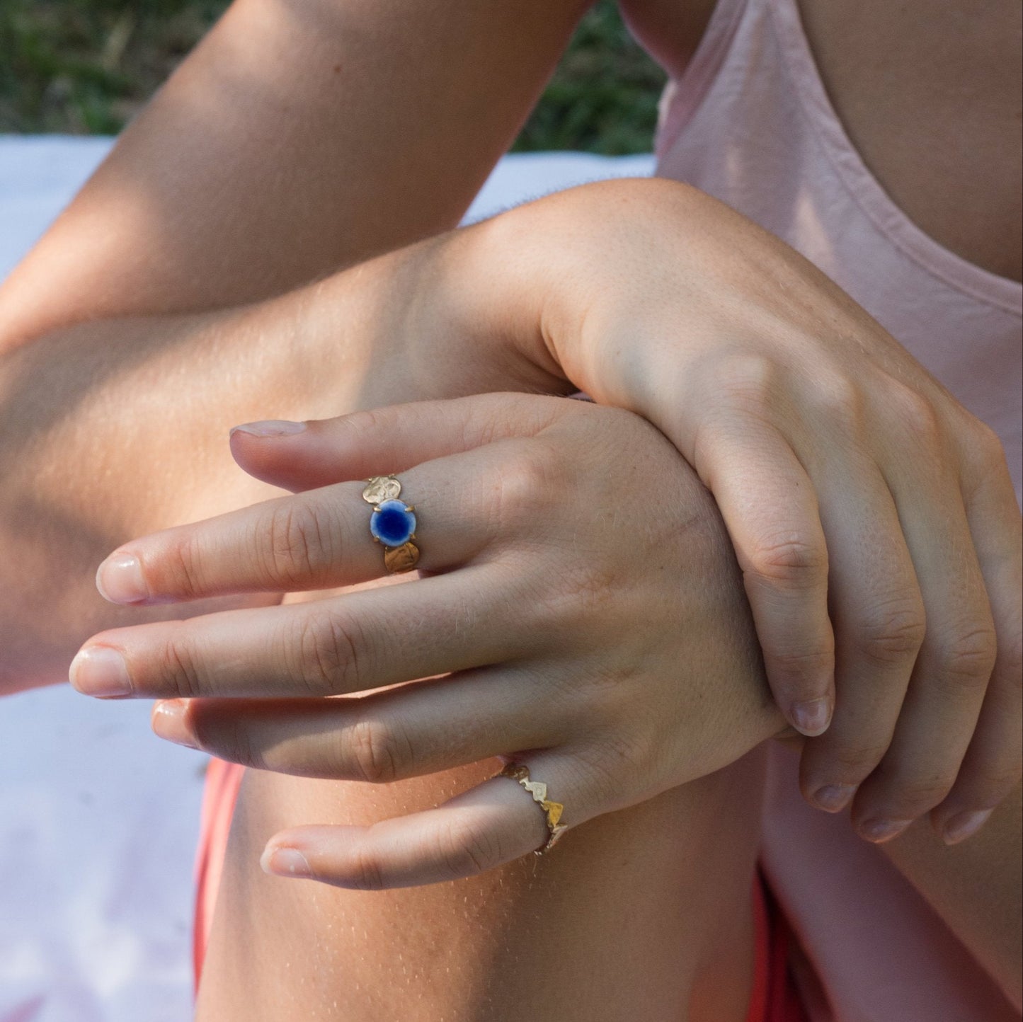 organic ring love heart gold greek simplicity