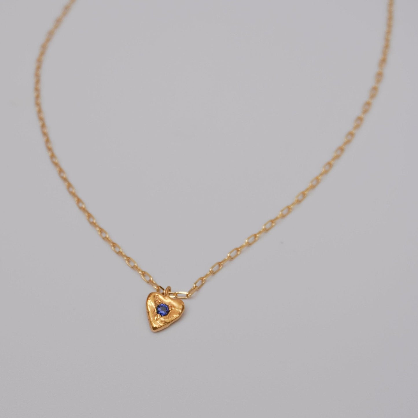 organic metal pendant love heart stone blue gold