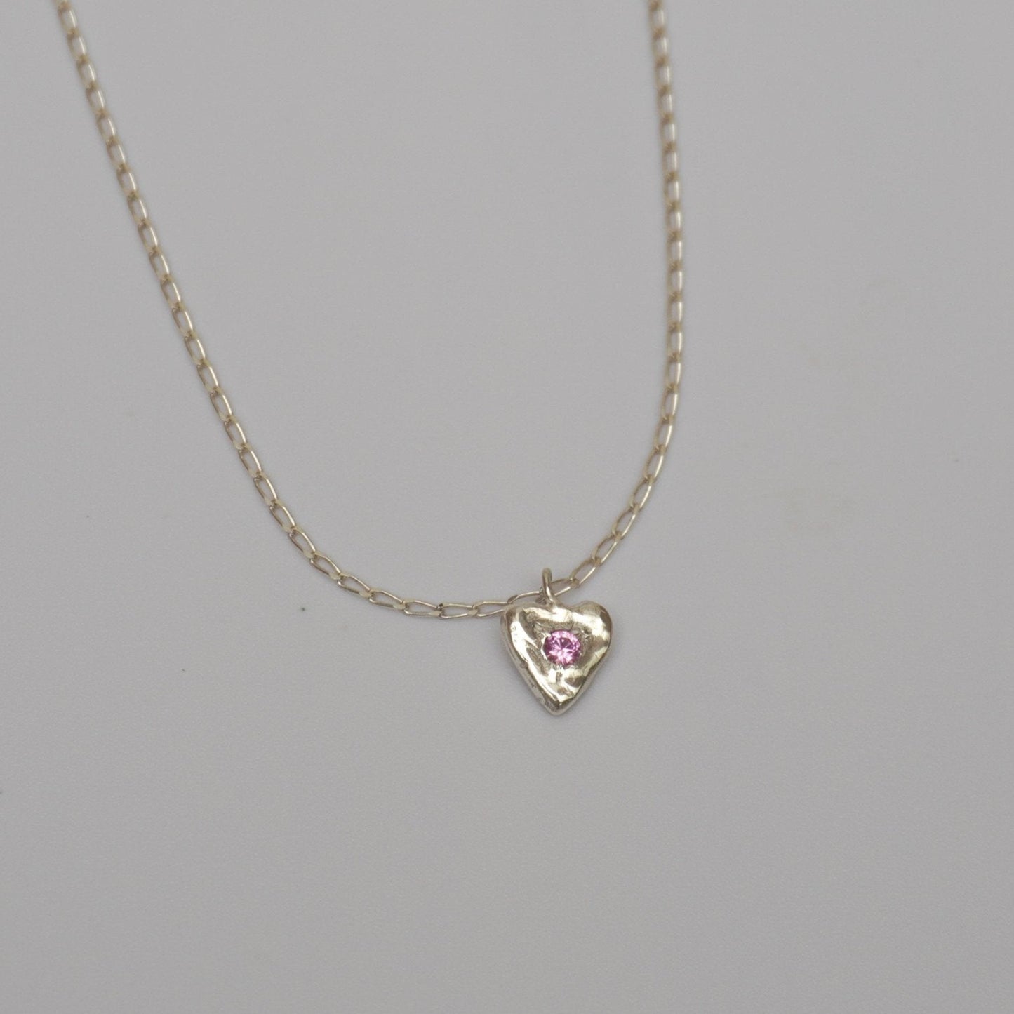 organic metal necklace pendant silver love heart stone